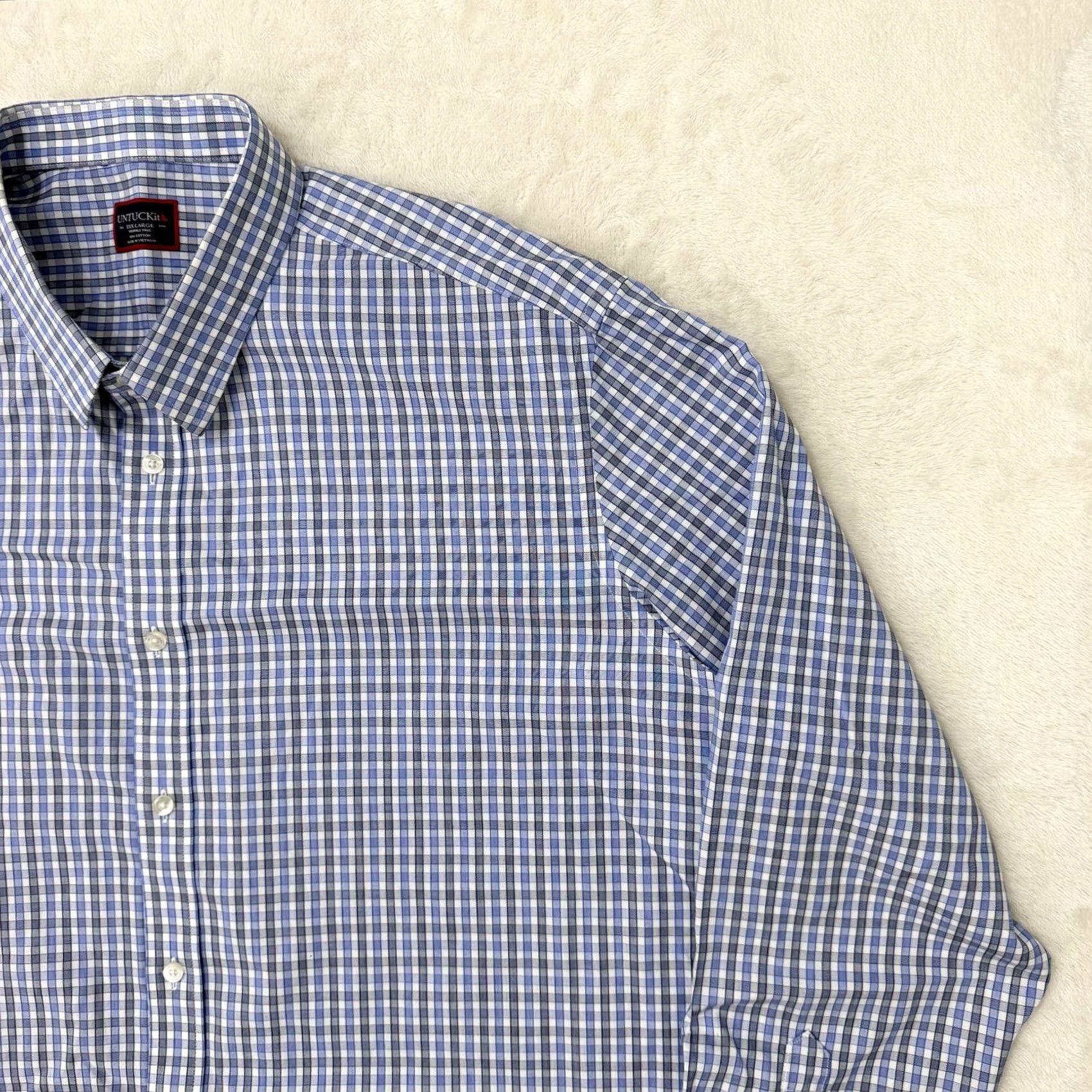UNTUCKit UNTUCKit Shirt Mens 3XL Blue Check Wrinkle Free Button Up Long Sleeve Cotton Shirt Mens 3XL Blue Check Wrinkle Resistant Button-Up Collared Size US XXL / EU 58 / 5 - 3 Thumbnail