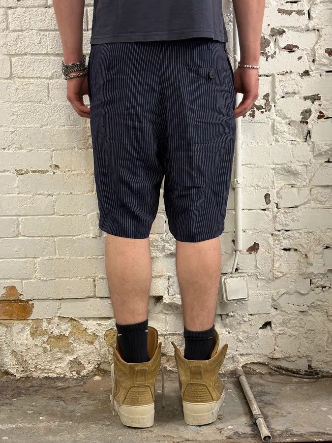 Dries Van Noten Dries Van Noten Navy Acetate Viscose Pinstripe Shorts Size US 30 / EU 46 - 4 Thumbnail