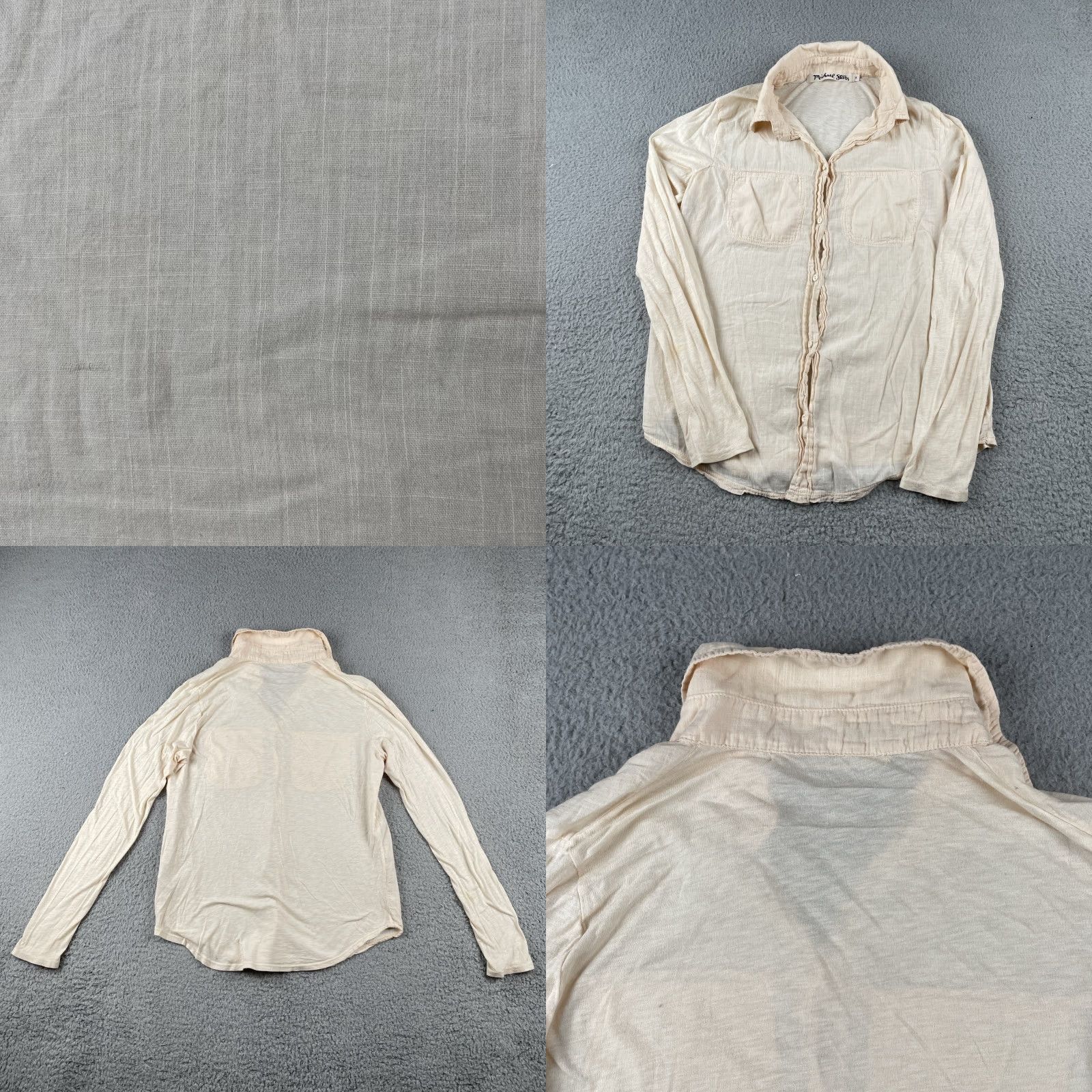 Vintage Micheal Stars Ladies Button Up Shirt Beige Size 0 Supima Cotton Micromodal USA Shirt Womens 0 Beige Classic Casual Short Sleeve? Size XS / US 0-2 / IT 36-38 - 8 Thumbnail