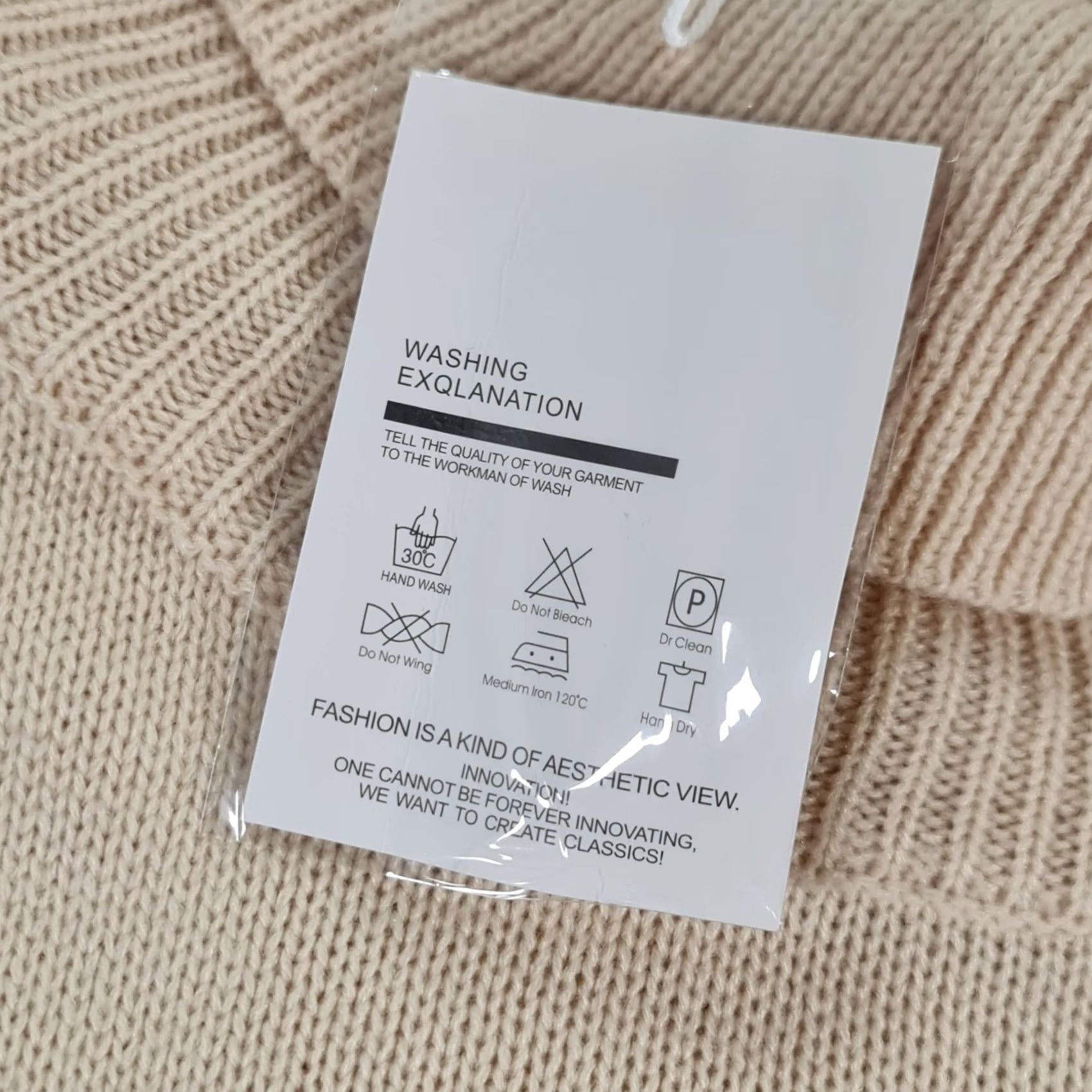 Vintage Enjoy-sun Womens Dress Beige Large Wool Blend Turtle Neck Knit Front Slit Dress Size L / US 10 / IT 46 - 4 Thumbnail