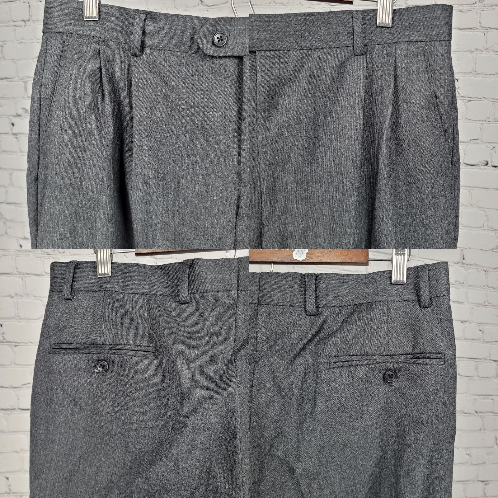 Joseph Joseph & Feiss Pants Grey Wool Blend Pleated Cuffed Straight Dress 35x30 34x30 Mens Size US 35 - 8 Thumbnail