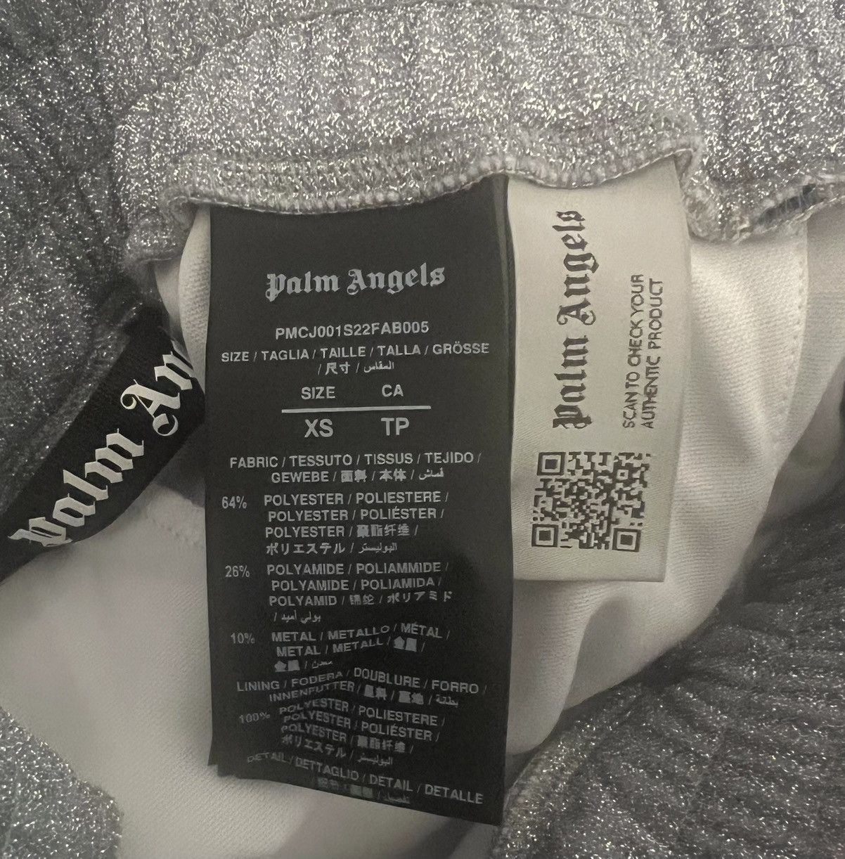 Designer Authentic Palm Angels lurex track pants silver and off white Size US 28 / EU 44 - 5 Thumbnail