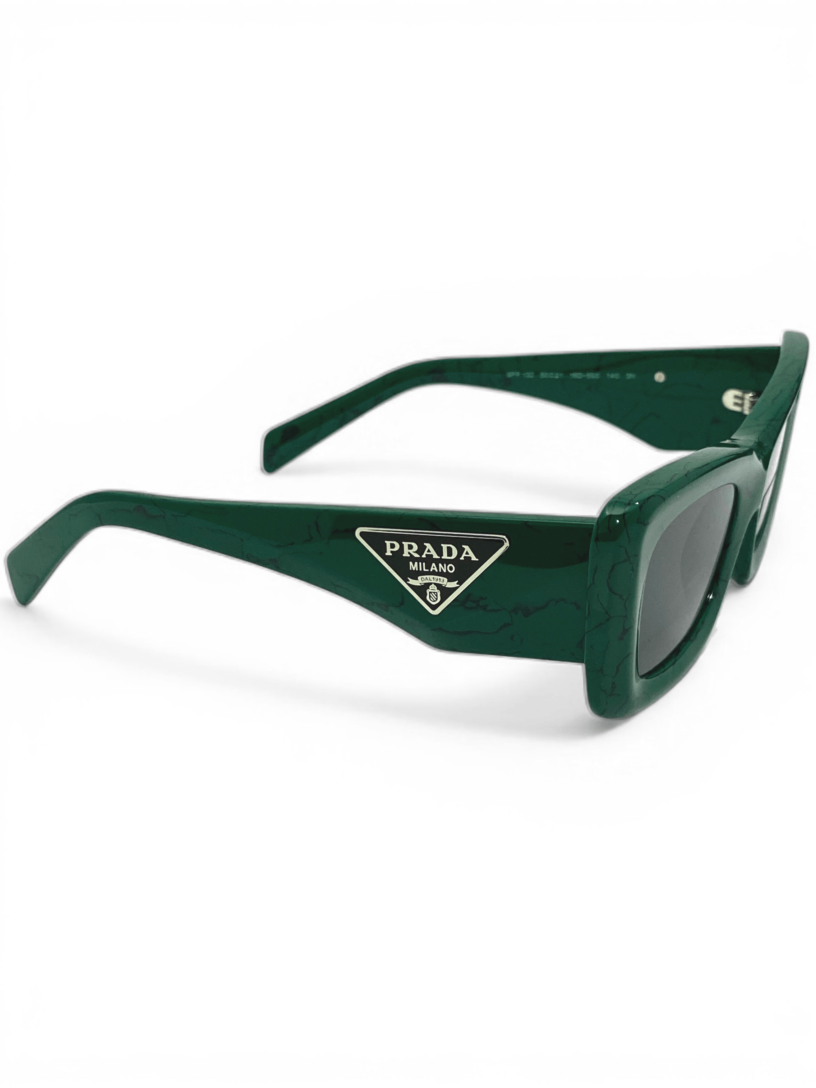 Prada Prada Triangle Logo Oversized Retro Symbol Green Sunglasses Size ONE SIZE - 6 Thumbnail