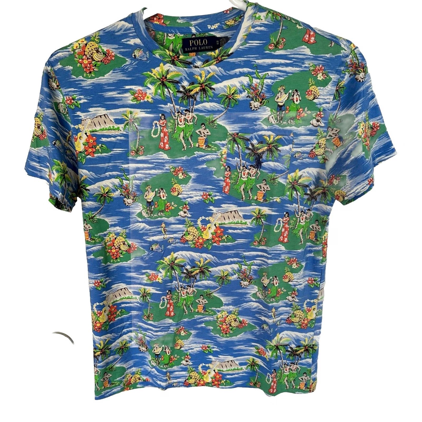 Ralph Lauren Ralph Lauren Polo Mens T-Shirt XS All Over Print Blue Hawaiian Hula Dancers Crew Neck Short Sleeve Logo Size US XS / EU 42 / 0 - 2 Thumbnail
