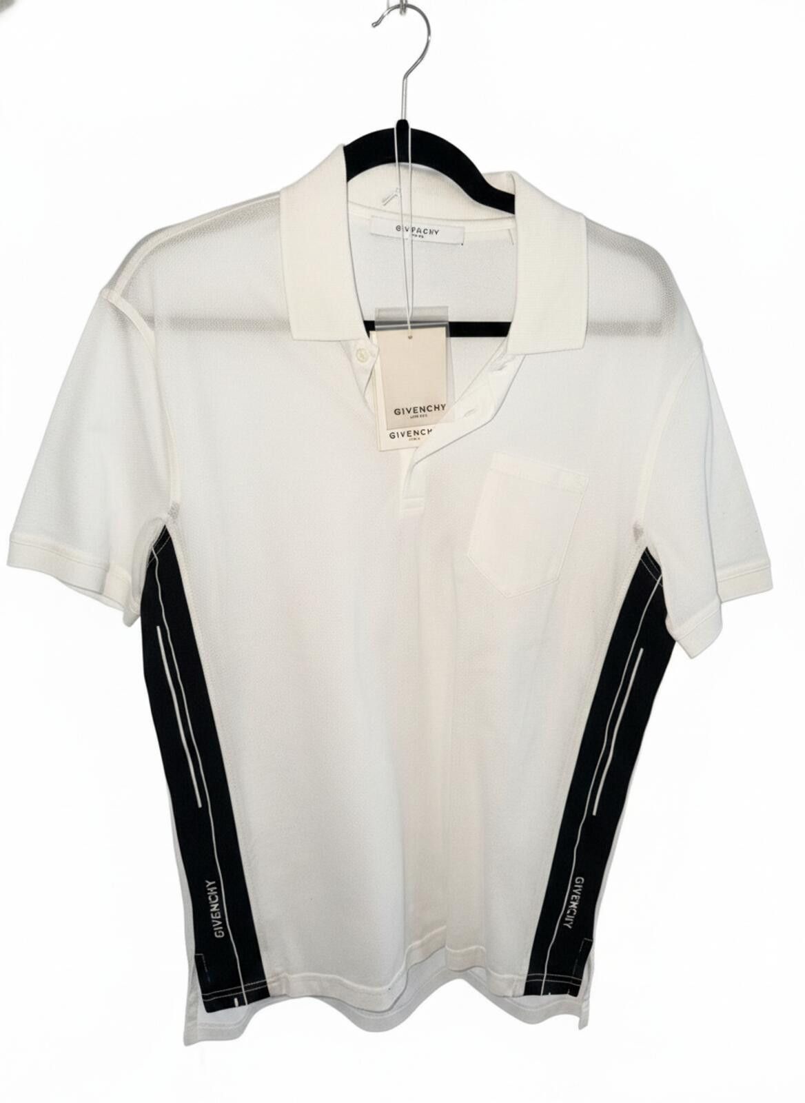 Givenchy Givenchy White Polo Shirt with Black Side Stripe - Medium Size US M / EU 48-50 / 2 - 1 Thumbnail