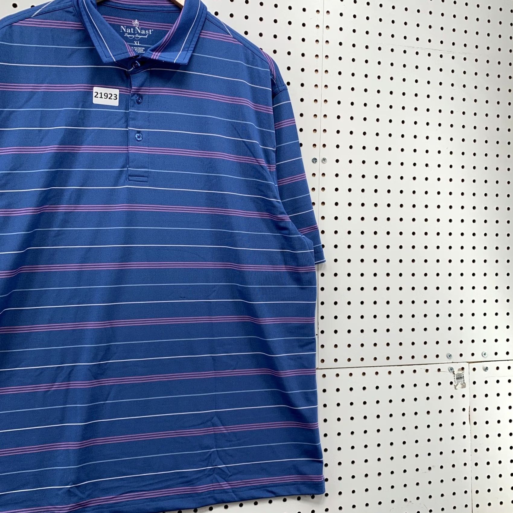Nat Nast Nat Nast Luxury Originals Polo Shirt Blue Pink Striped MEns XL 25.5x33 Size US XL / EU 56 / 4 - 4 Thumbnail