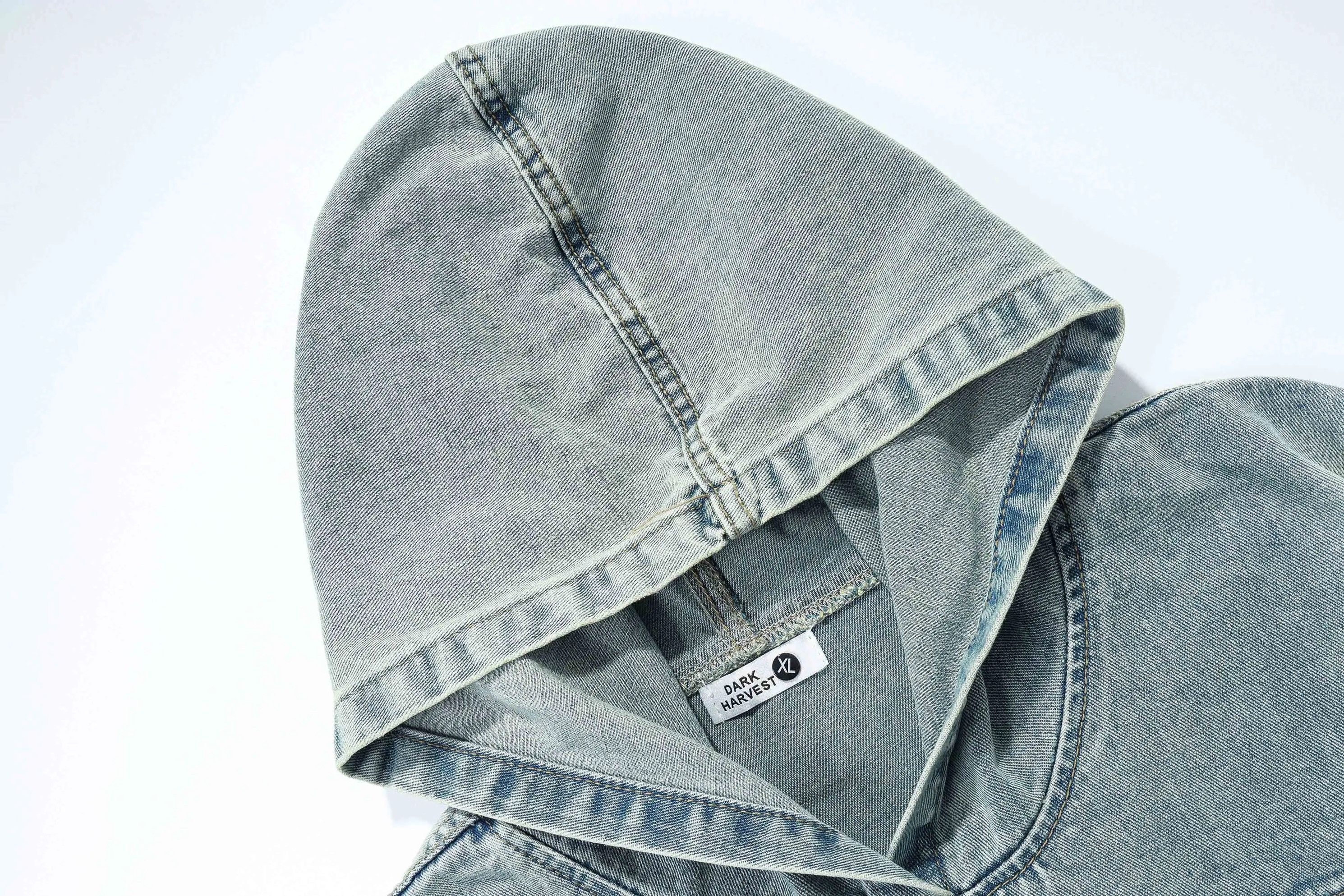 Japanese Brand Solid Spliced Denim Hoodies Size US XXL / EU 58 / 5 - 4 Thumbnail