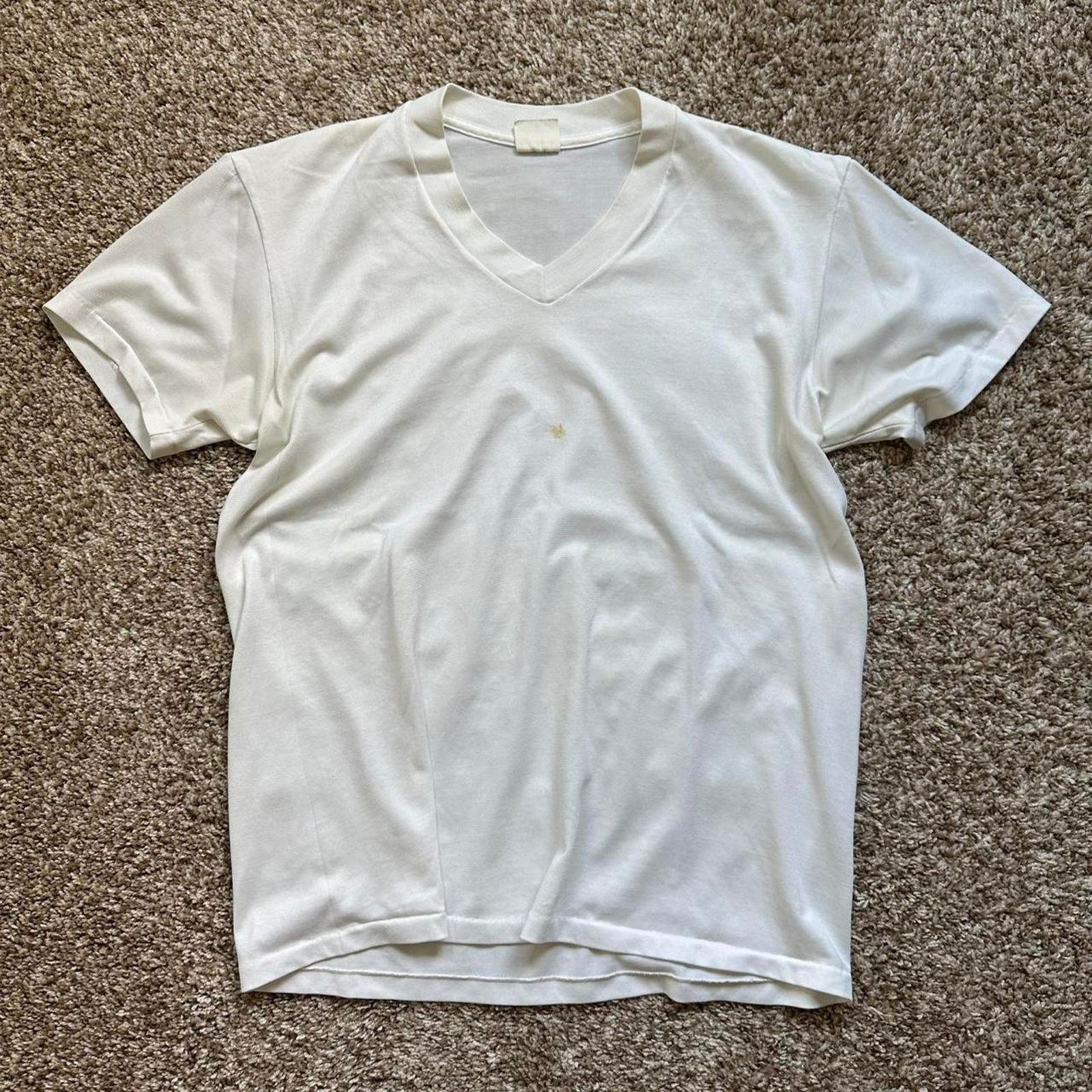 Vintage Perfect Vintage 70s White Blank Basic V Neck Shirt Top Tee Size US L / EU 52-54 / 3 - 3 Thumbnail