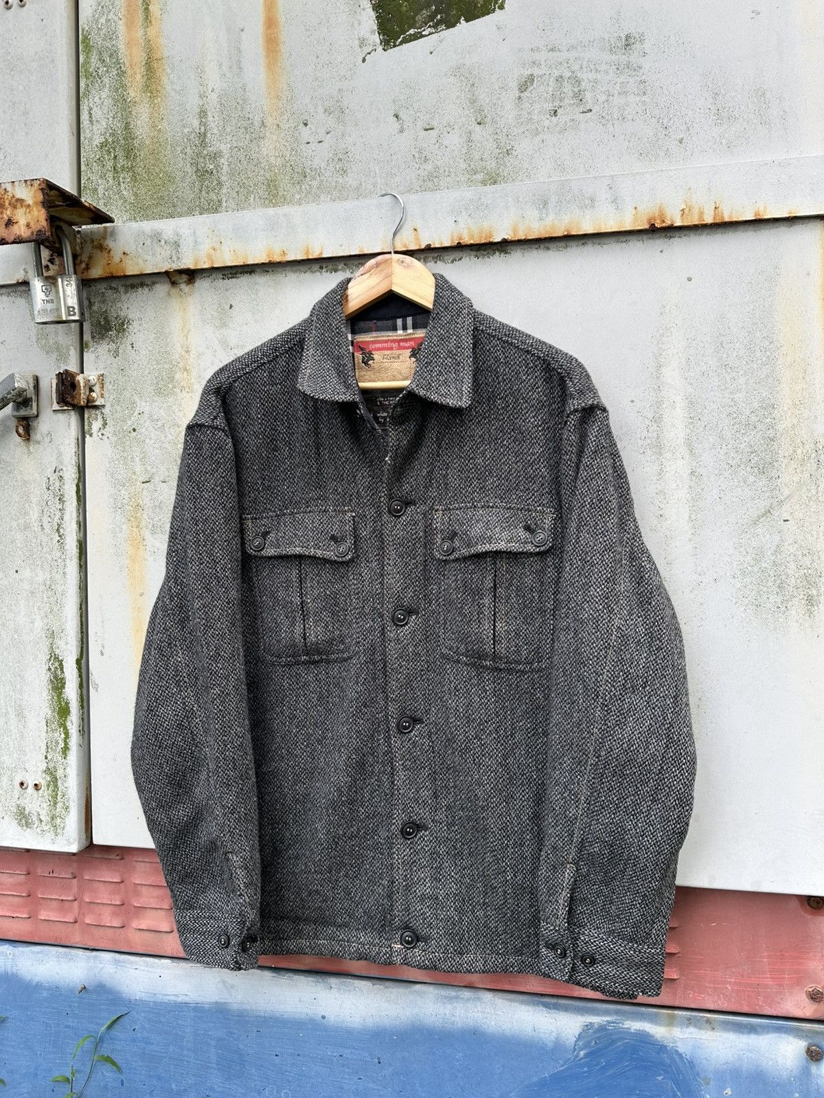 Japanese Brand 👹Coming Man Button Down Wool Jacket Size US L / EU 52-54 / 3 - 1 Thumbnail