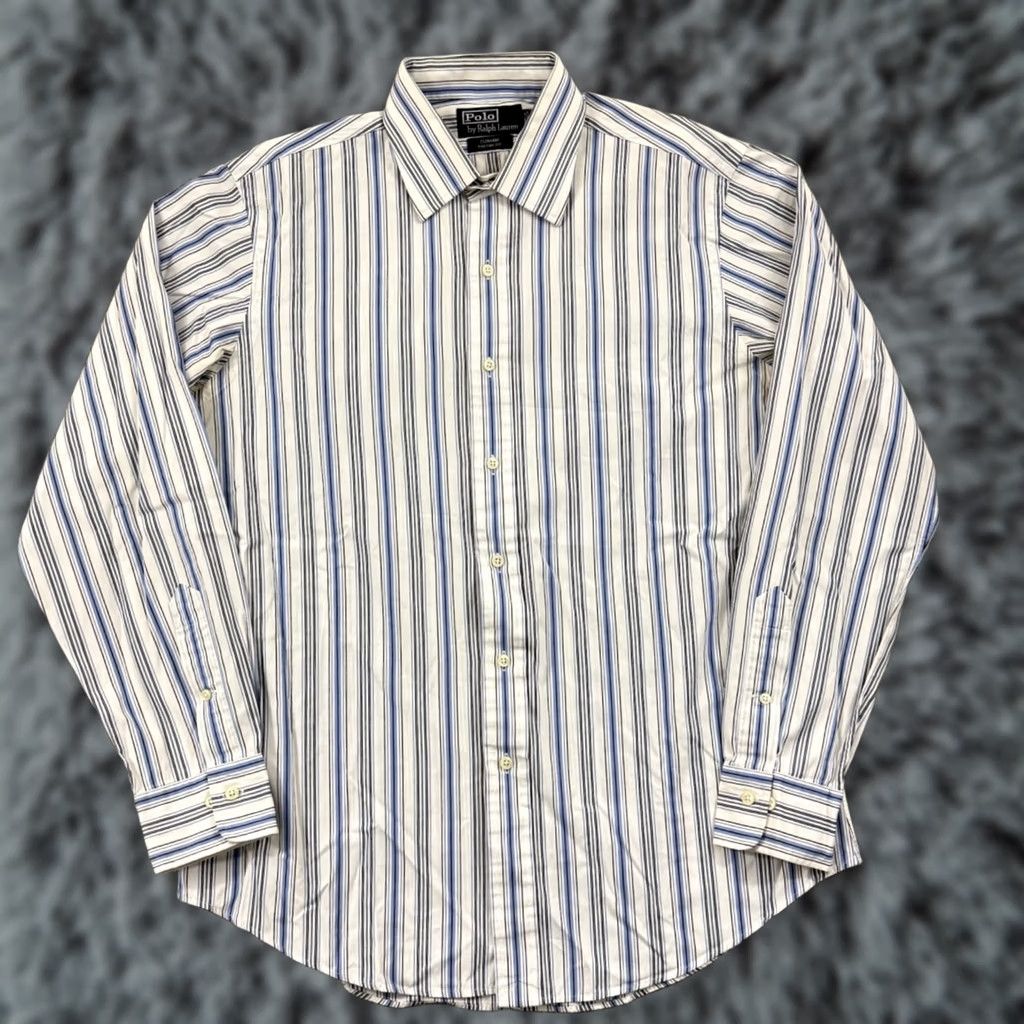 Polo Ralph Lauren VINTAGE Polo Ralph Lauren Shirt Mens Large Blue Long Sleeve Custom Fit Size US L / EU 52-54 / 3 - 1 Thumbnail