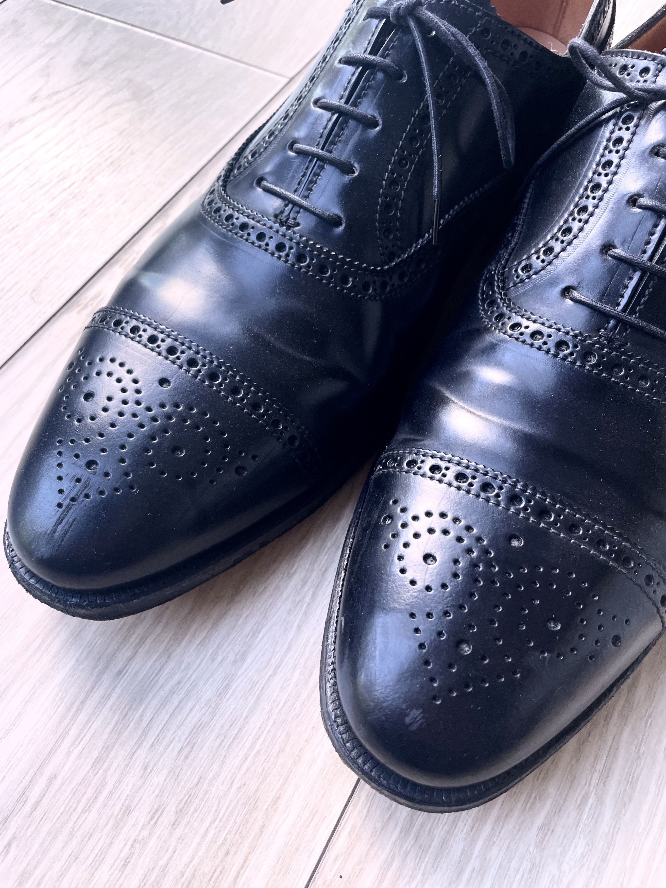 Crockett & Jones CUSTOM ORDER SHELL CORDOVAN CAP TOE OXFORD BROQUES Size US 12.5 / EU 45-46 - 8 Thumbnail