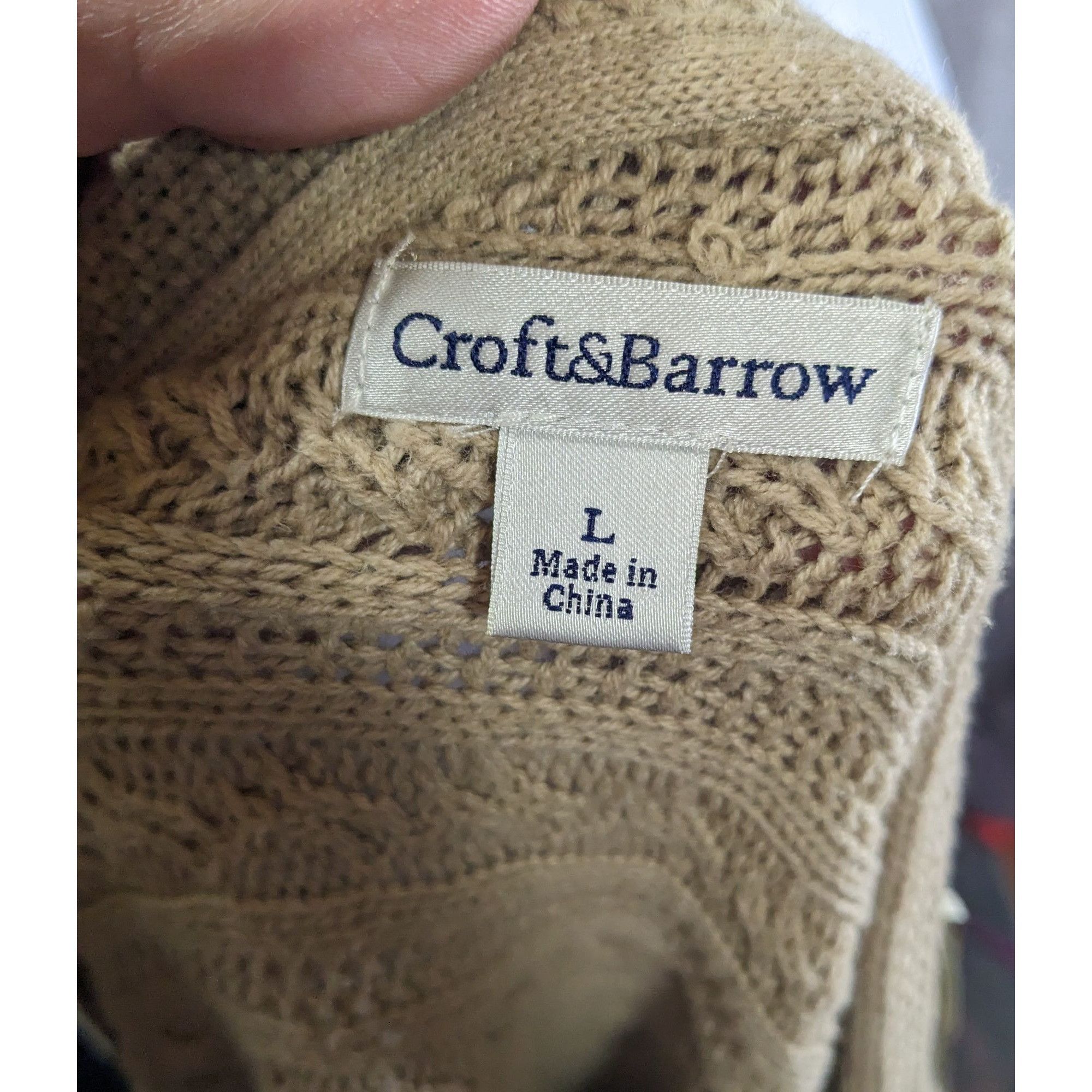 Croft & Barrow Croft & Barrow Preppy Beige Open-Front Cable-Knit Cardigan Size L / US 10 / IT 46 - 4 Thumbnail