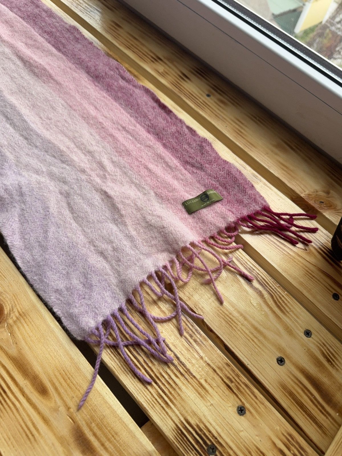 Luciano Barbera Luciano Barbera Merino Wool Scarf Pink Ombre Fringe Italy Size ONE SIZE - 8 Thumbnail