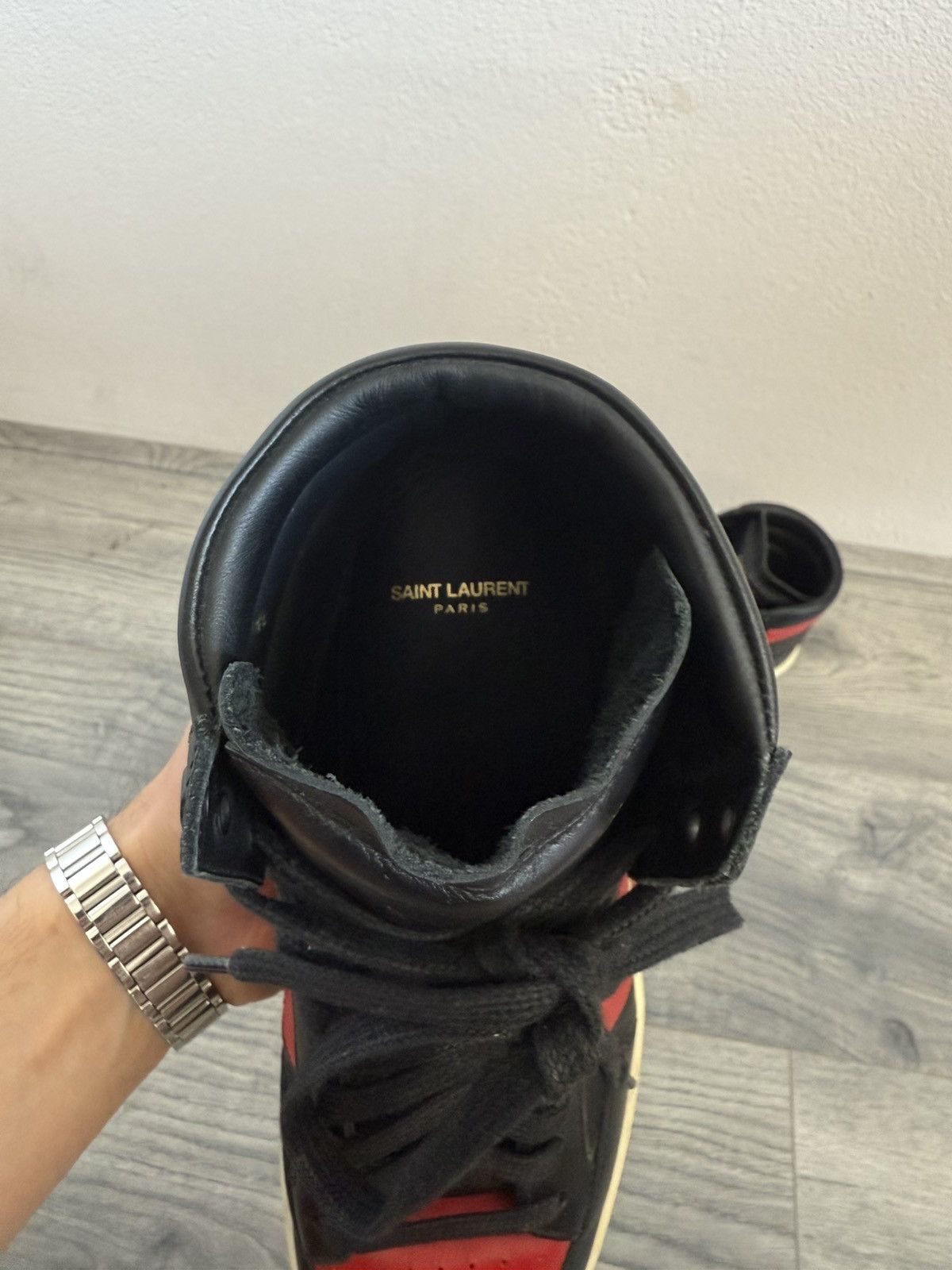 Saint Laurent Paris Saint Laurent Court Classic SL/10H Red & Black High-Tops Size US 6 / EU 39 - 8 Thumbnail