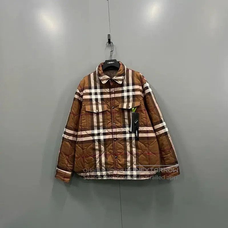 Burberry Burberry Brown Cotton Check Quilted Jacket. Size US XL / EU 56 / 4 - 1 Thumbnail