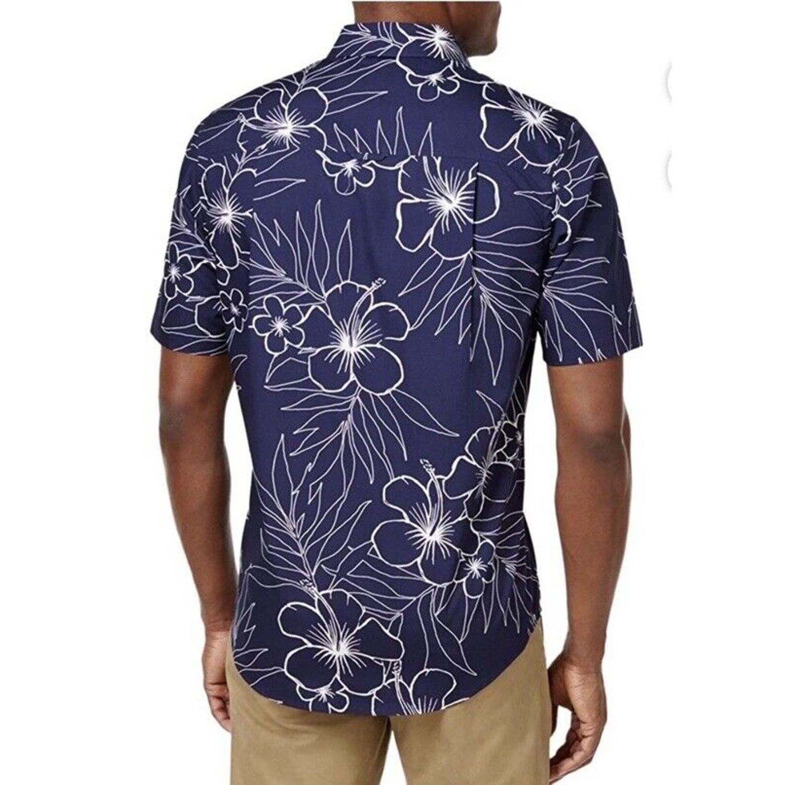 Club Room Club Room Men's L Charter Club Blue White Hawaiian Shirt Size US L / EU 52-54 / 3 - 2 Thumbnail