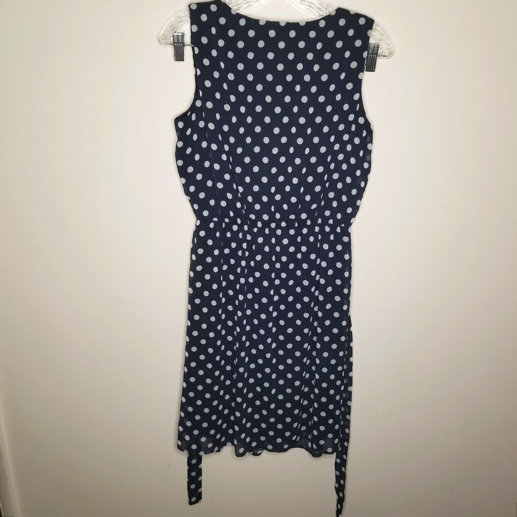 Vintage GNW Womens Sleeveless Blue White Polka Dot Knee Length Dress Size 8 Size M / US 6-8 / IT 42-44 - 4 Thumbnail