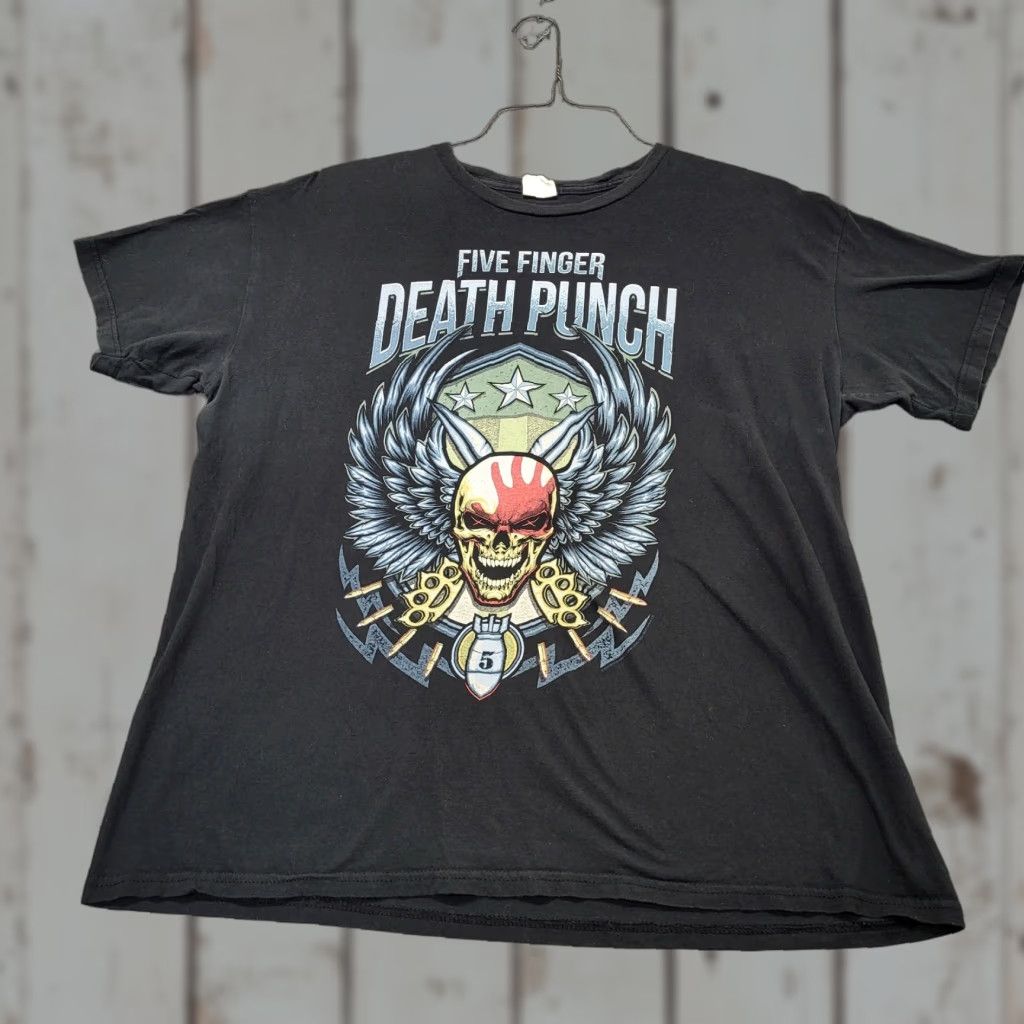 Vintage Five Finger Death Punch Tour Tshirt Mens Size XL 2018 Concert Black Winged Skull Size US XL / EU 56 / 4 - 1 Thumbnail