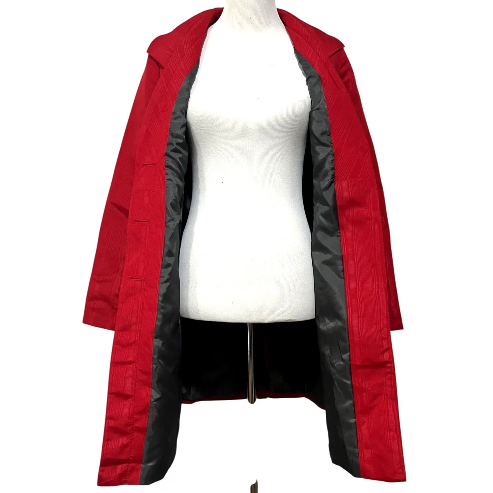 Mossimo Mossimo Red Trench Coat Jacket Dressy Lightweight Holiday Formal Sz S Women Long Sleeve Belted Pockets Party/Cocktail City Christmas 90s Theme Size S / US 4 / IT 40 - 5 Thumbnail