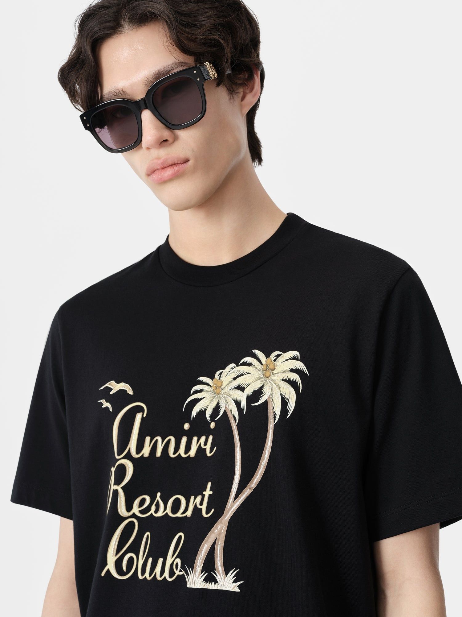 o1s1wg110525 Twisted Palms T-Shirt in Black