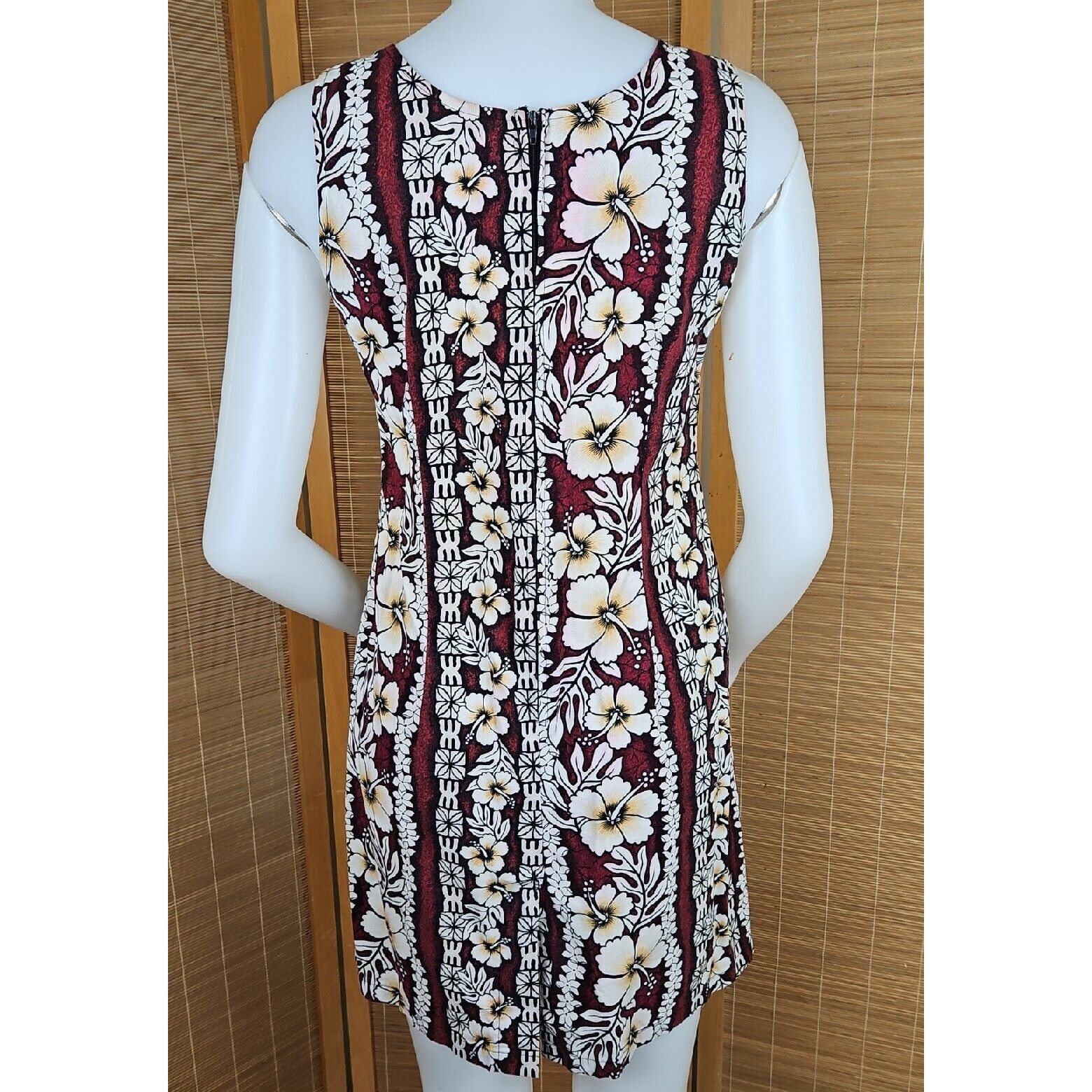 Vintage Hawaiian Flavor Tapa Cloth Print Dress M Brown Handmade Slee Size M / US 6-8 / IT 42-44 - 6 Thumbnail