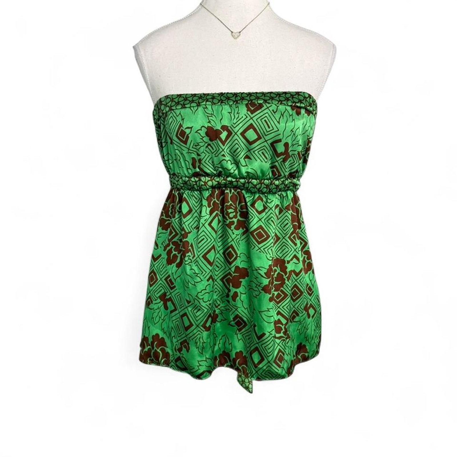 Other Baby doll Tie Back Sleevless top Size: M XXI Brown Green Size M / US 6-8 / IT 42-44 - 1 Thumbnail