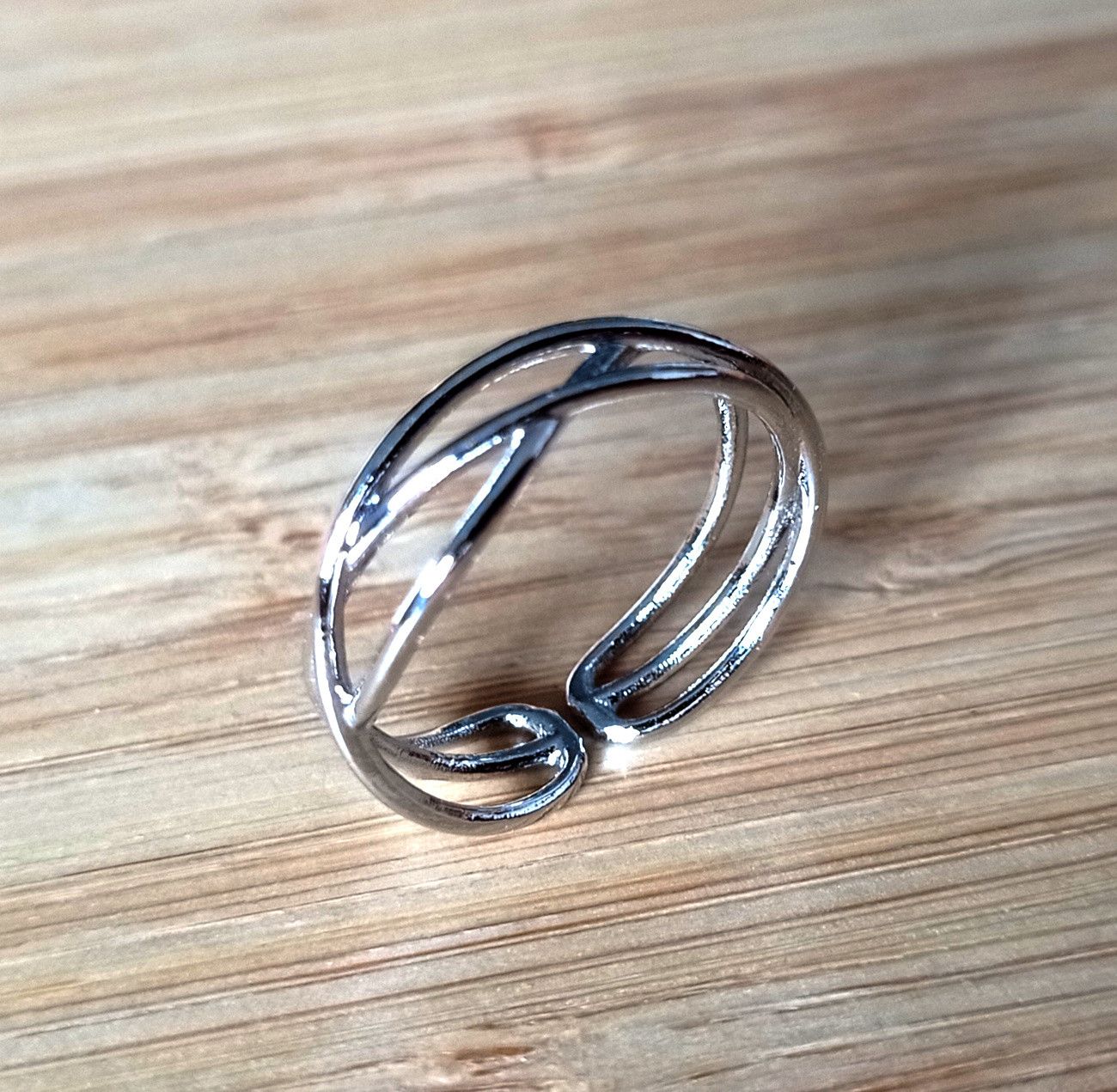 Designer × Vintage Punk Goth Shine Asymmetric Stripes Cross Silver Ring Unique Size ONE SIZE - 3 Thumbnail
