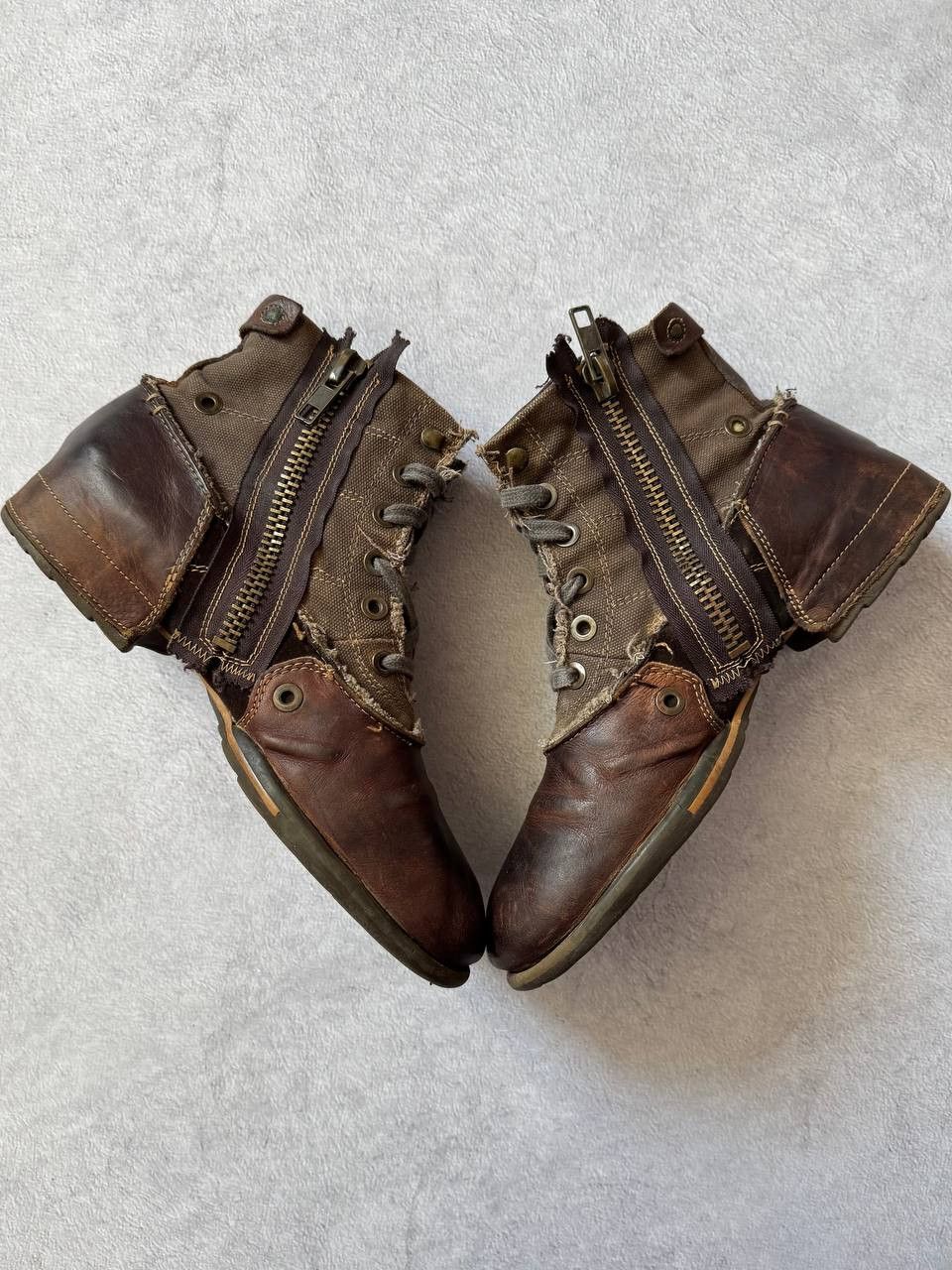 Replay Replay Avant Garde Distressed Leather Double Zip Boots Size US 8 / EU 41 - 3 Thumbnail