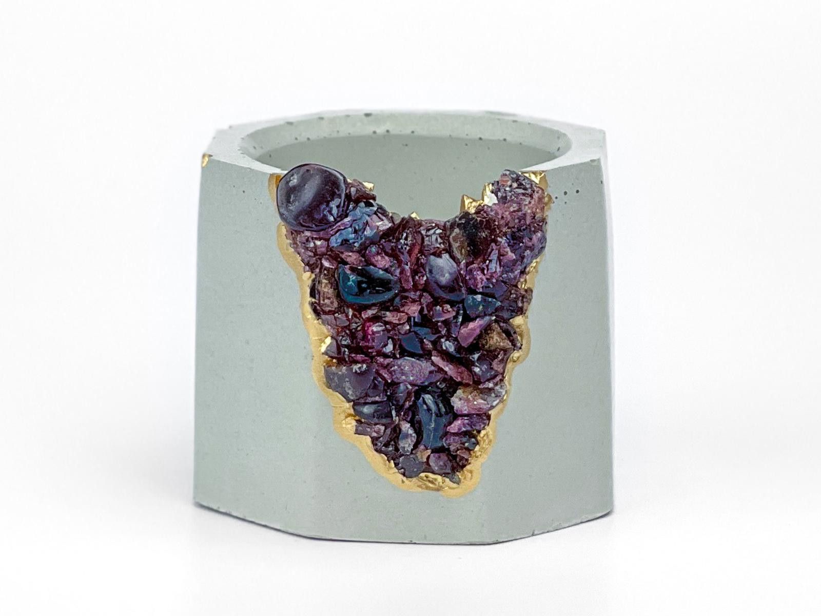 Other Garnet Crystal Concrete Planter | Geode Air Plant Holder Size ONE SIZE - 8 Thumbnail