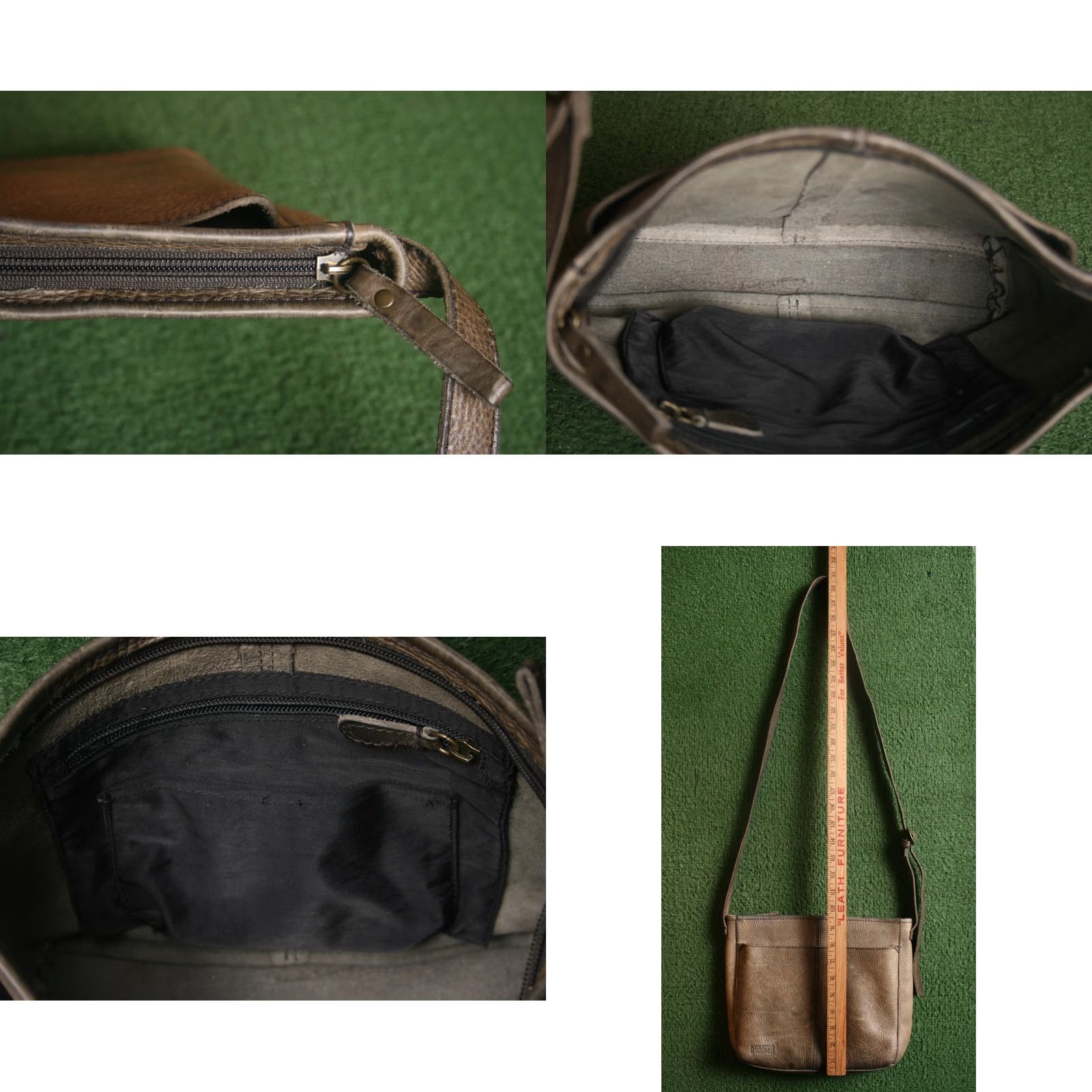 Vintage Duluth Trading Co. Leather Saddle Crossbody Bag Purse Stone Brown Lifetime Crossbody Handbag Women Leather Exterior Zip Closure Size ONE SIZE - 8 Thumbnail