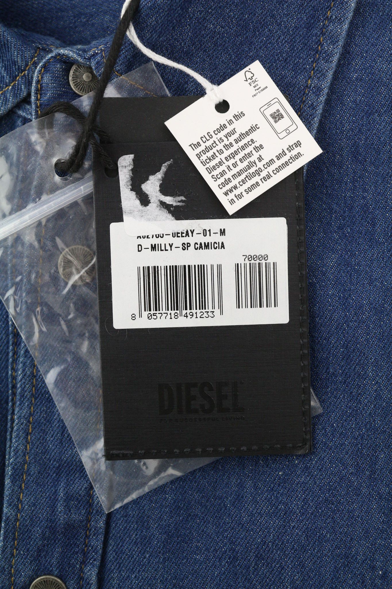Diesel D-MILLY-SP M Denim Blue Spread Snap 40503 Size US M / EU 48-50 / 2 - 6 Thumbnail