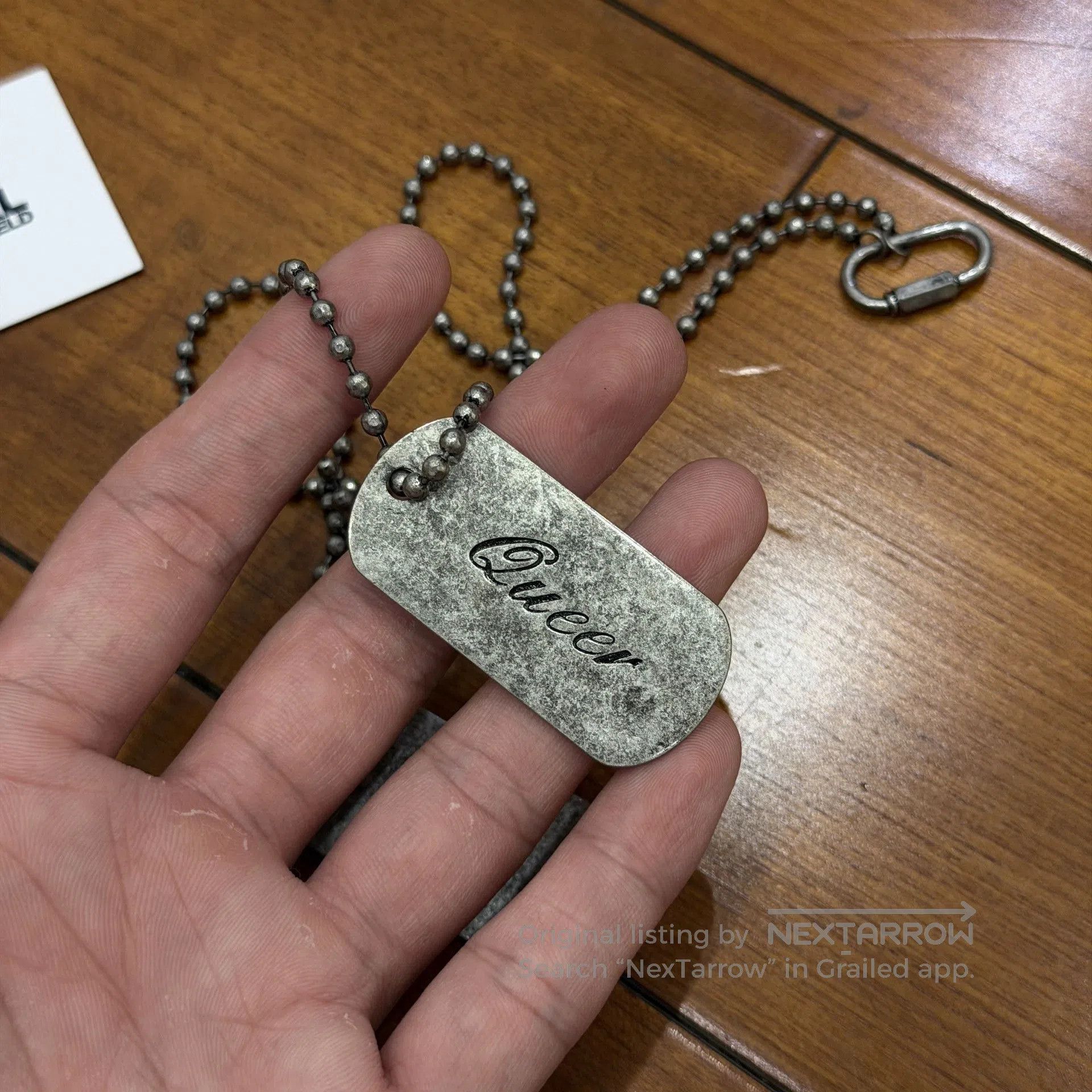 Karl Lagerfeld Karl Lagerfeld x Alled Martinez Distressed Dog Tag Necklace Size ONE SIZE - 3 Thumbnail