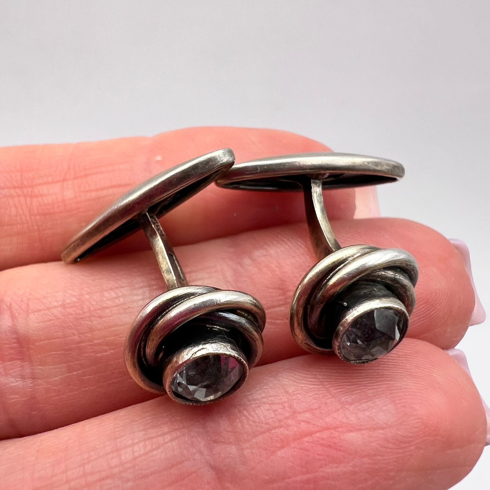 Vintage Vintage 875 Silver Soviet Cufflinks Rock Crystal Spiral Men Size ONE SIZE - 4 Thumbnail