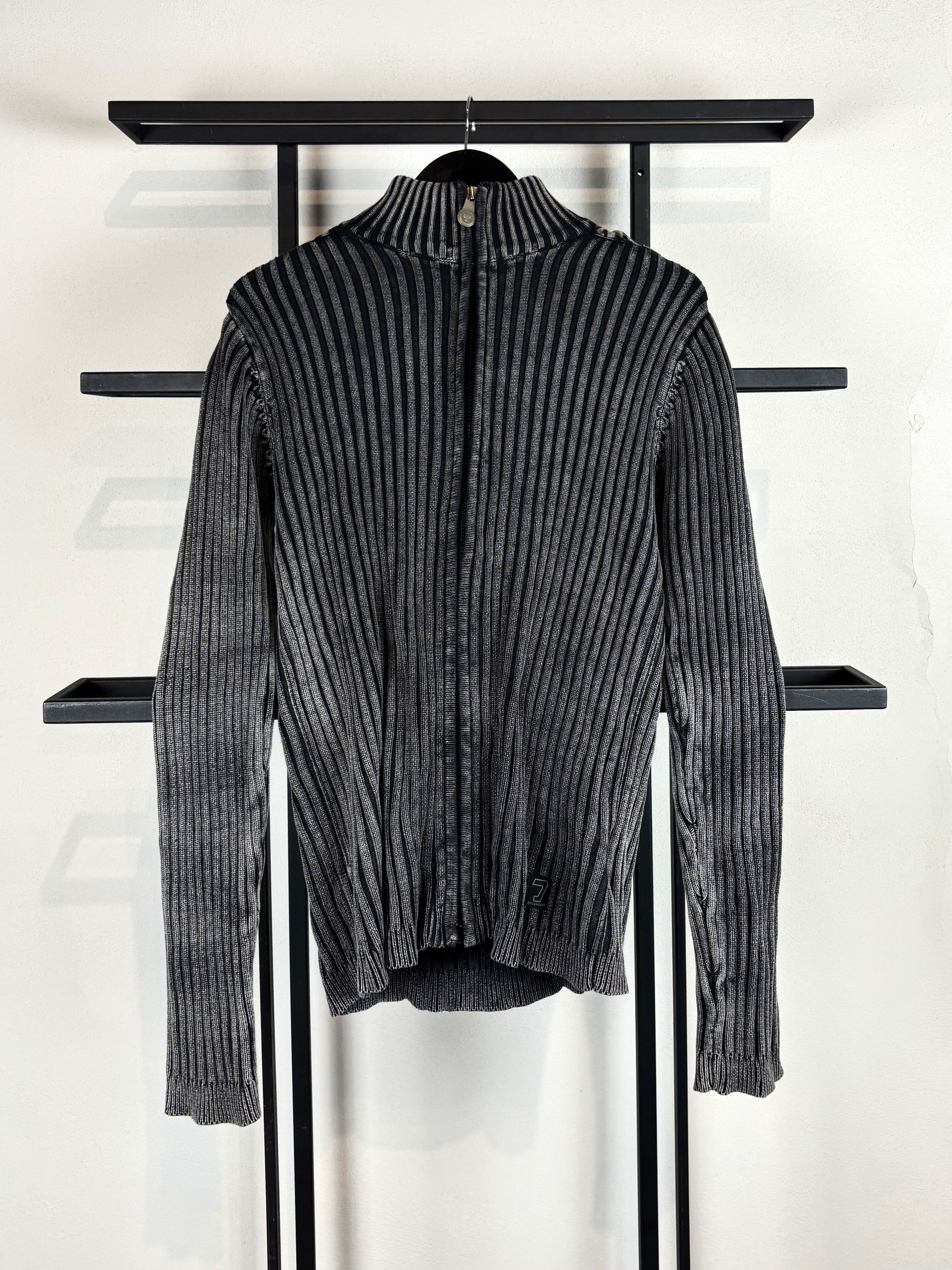 Vintage Vintage Ribbed Knit Zip Sweater Slim Fit Y2K Streetwear Size US M / EU 48-50 / 2 - 2 Thumbnail