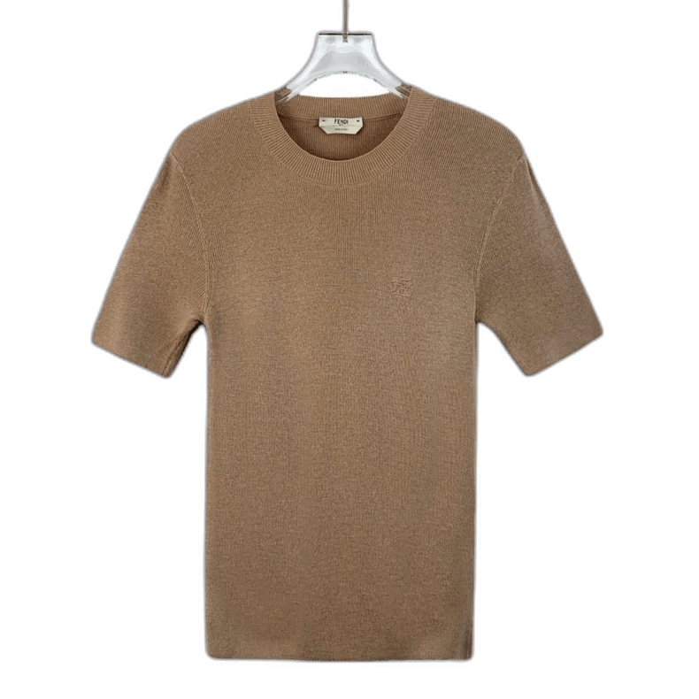 Fendi Fendi Brown Logo Embroidered Short Sleeve Knit Size US M / EU 48-50 / 2 - 1 Thumbnail
