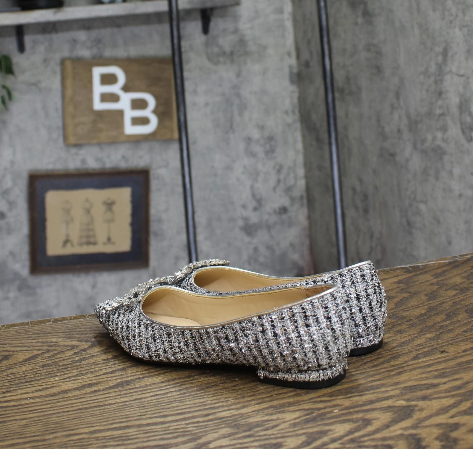 Other On 34th Millee Bow Pointed-toe Flats Silver Tweed Gray 5.5m Size US 5.5 / IT 35.5 - 2 Thumbnail
