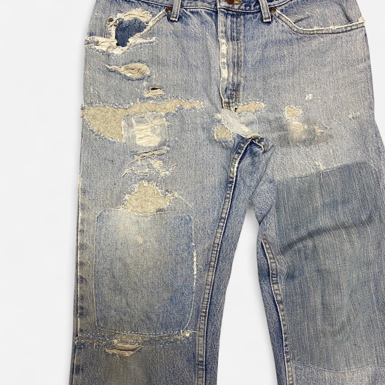 Lee Distressed reworked light blue denim lee jeans Size US 32 / EU 48 - 4 Thumbnail