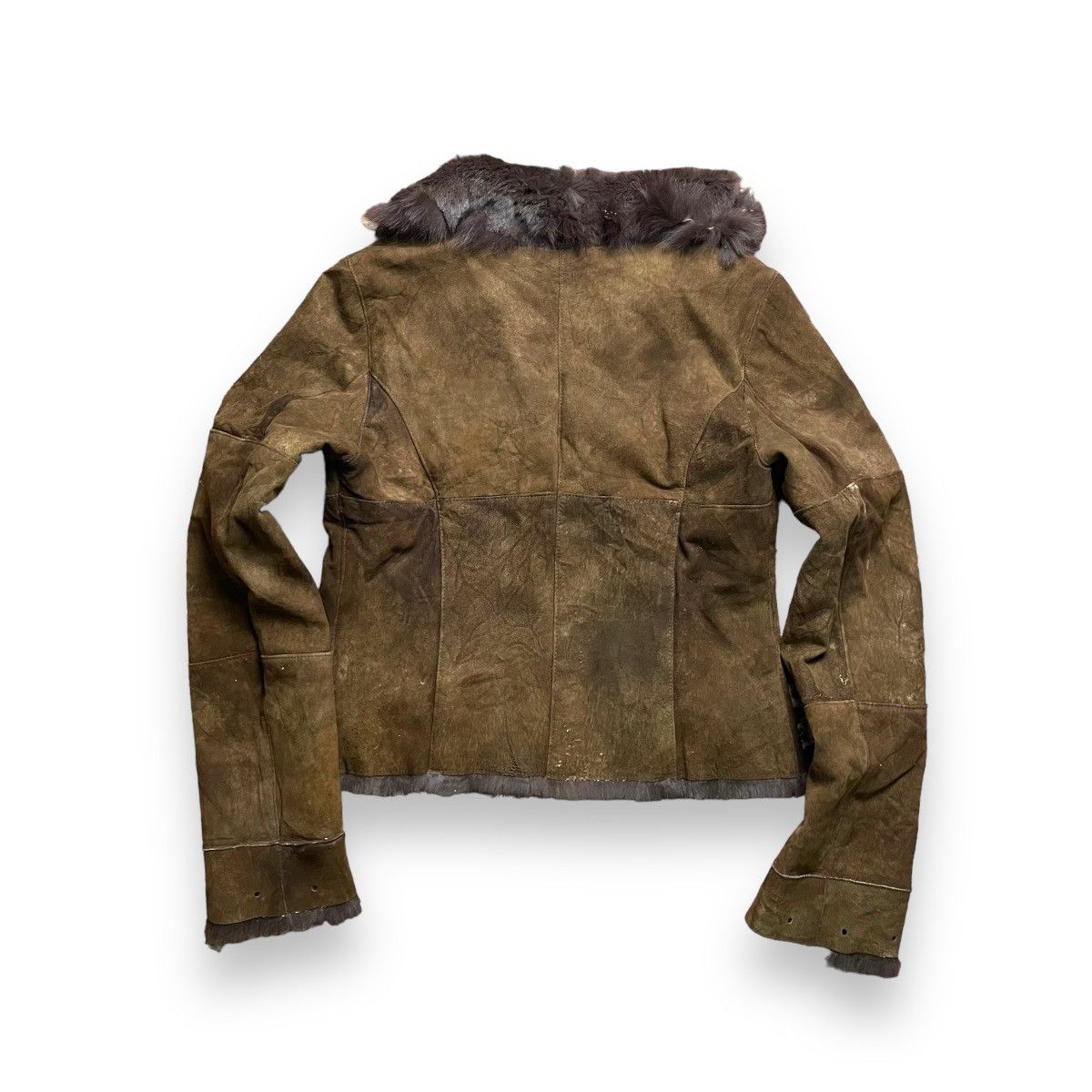 If Six Was Nine VINTAGE SPANISH RABBIT SHEEP LEATHER BLUE FOX FUR JACKET Size M / US 6-8 / IT 42-44 - 6 Thumbnail