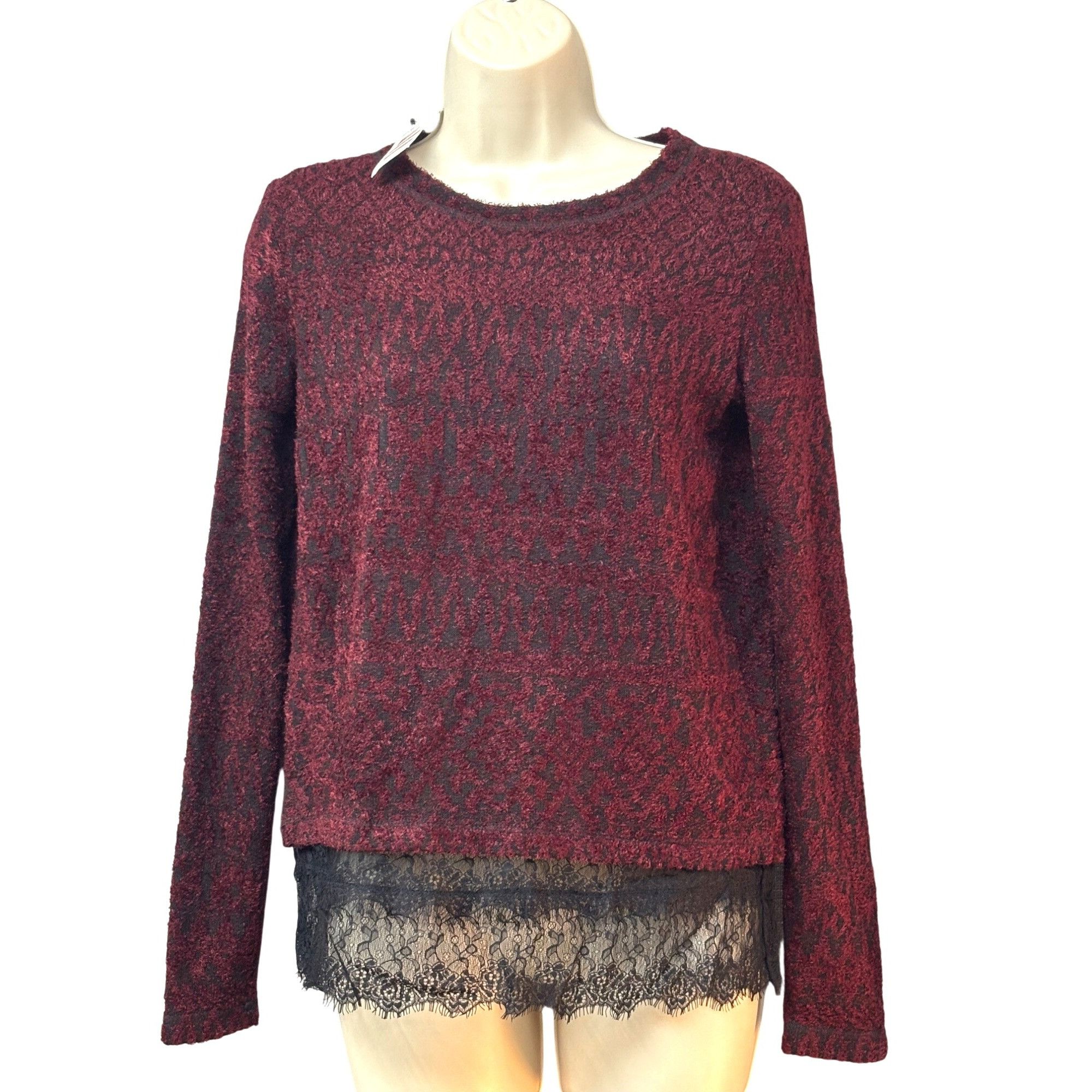 Jessica Simpson Jessica Simpson Junior’s Luna Lace-trimmed Sweater, Red Ve Size XS / US 0-2 / IT 36-38 - 1 Thumbnail