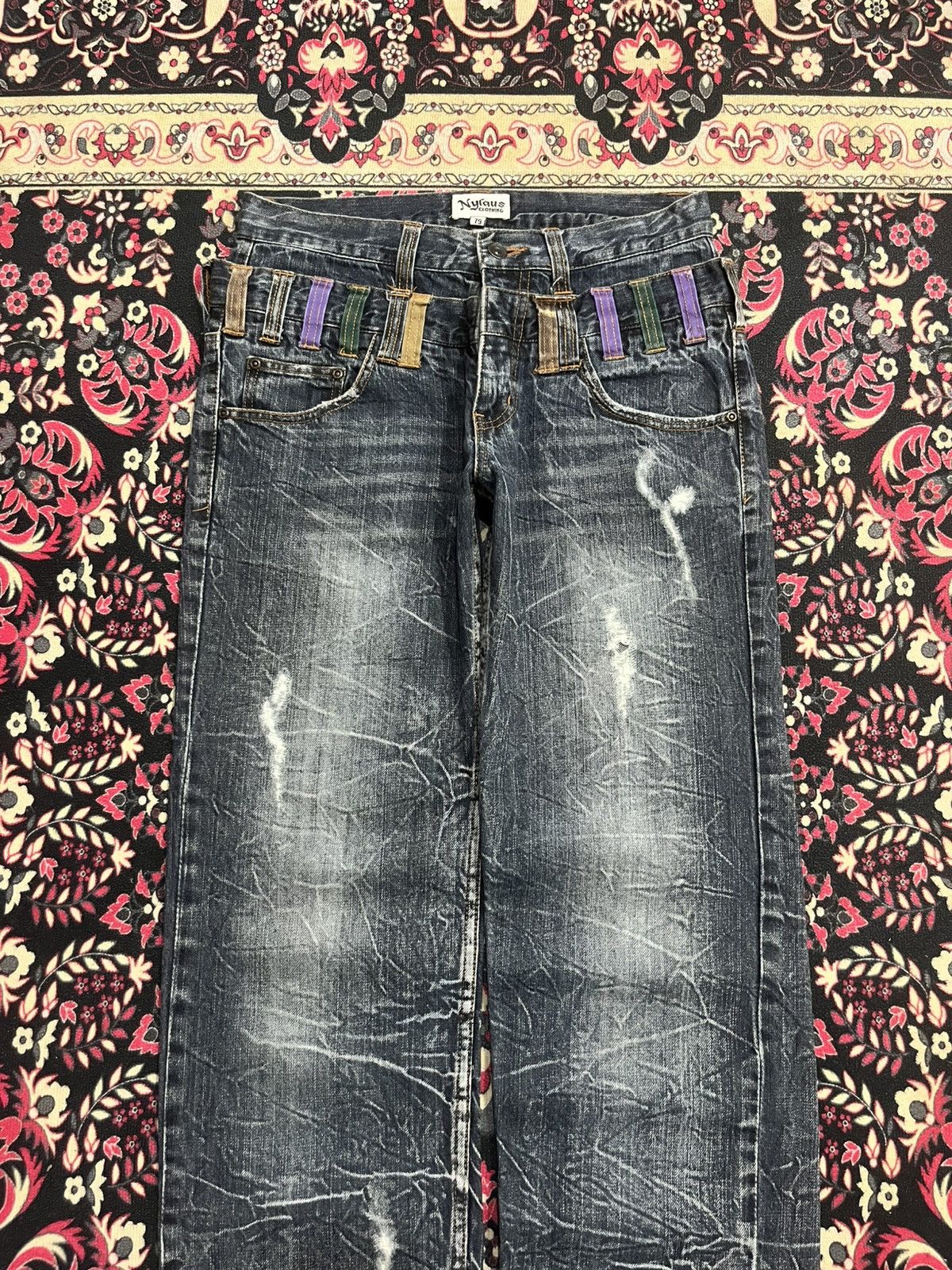 Hysteric Glamour Vintage Nylaus Double Waisted Distressed Clawmark Jeans Size US 29 - 3 Thumbnail