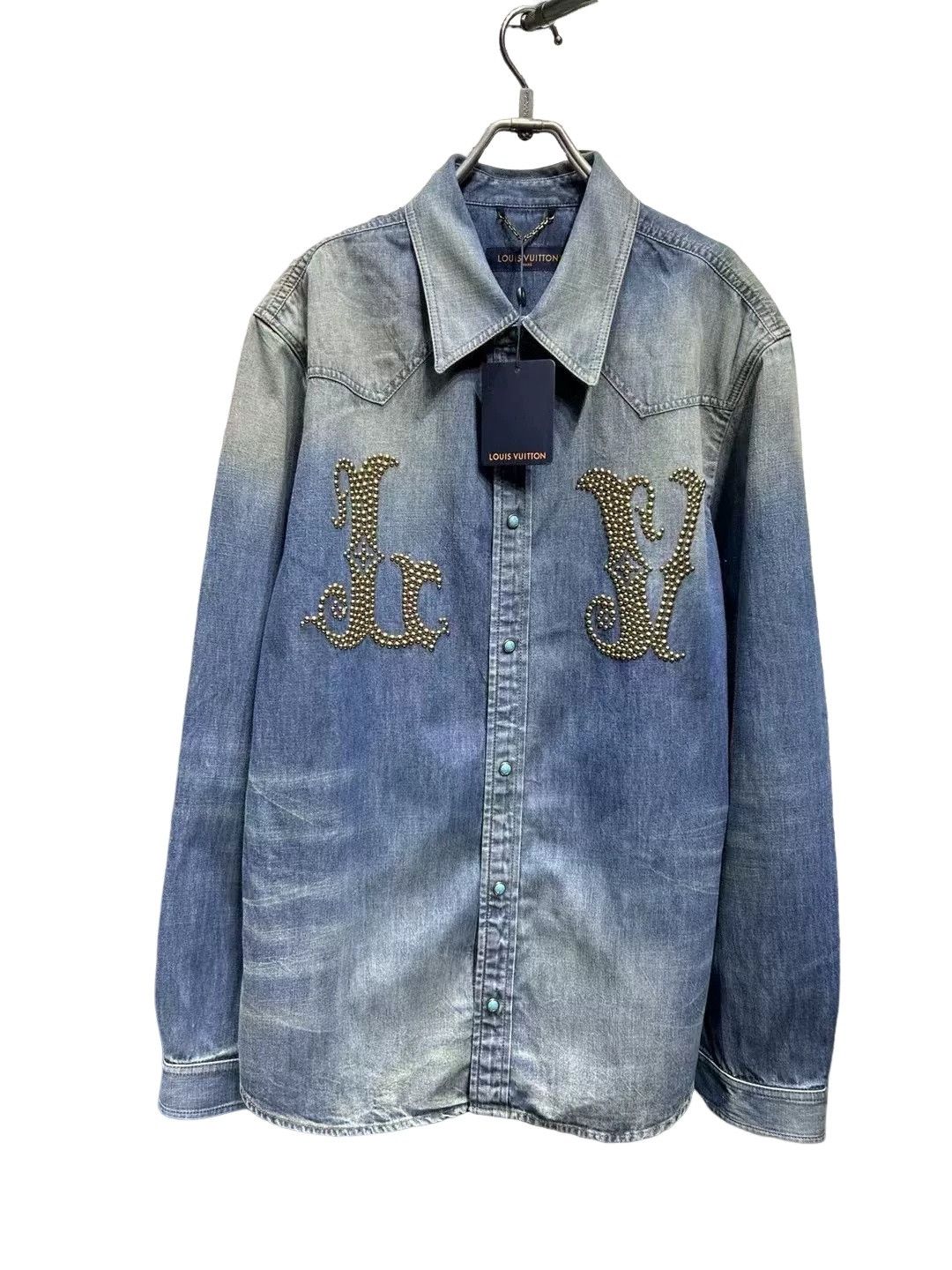 Louis Vuitton Louis Vuitton Studded Logo Denim Shirt Size 5L Size US XXL / EU 58 / 5 - 1 Thumbnail