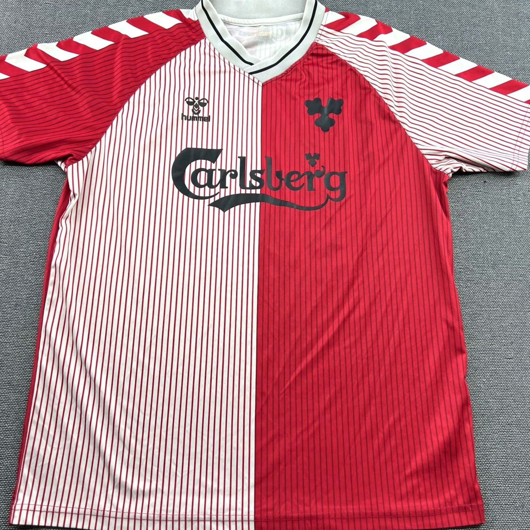 Hummel Hummel Denmark Football Jersey 1986 Preben Elkjaer #10 Shirt 2XL Multicolor Striped Short Sleeve Jersey Mens Size US XXL / EU 58 / 5 - 3 Thumbnail