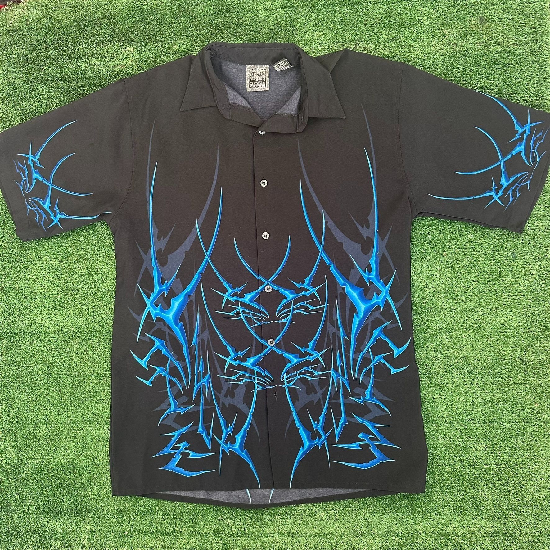 Vintage Vintage Y2K Shaolin Neon Electric Tribal Shirt Cyber Goth Sk Size US S / EU 44-46 / 1 - 1 Thumbnail