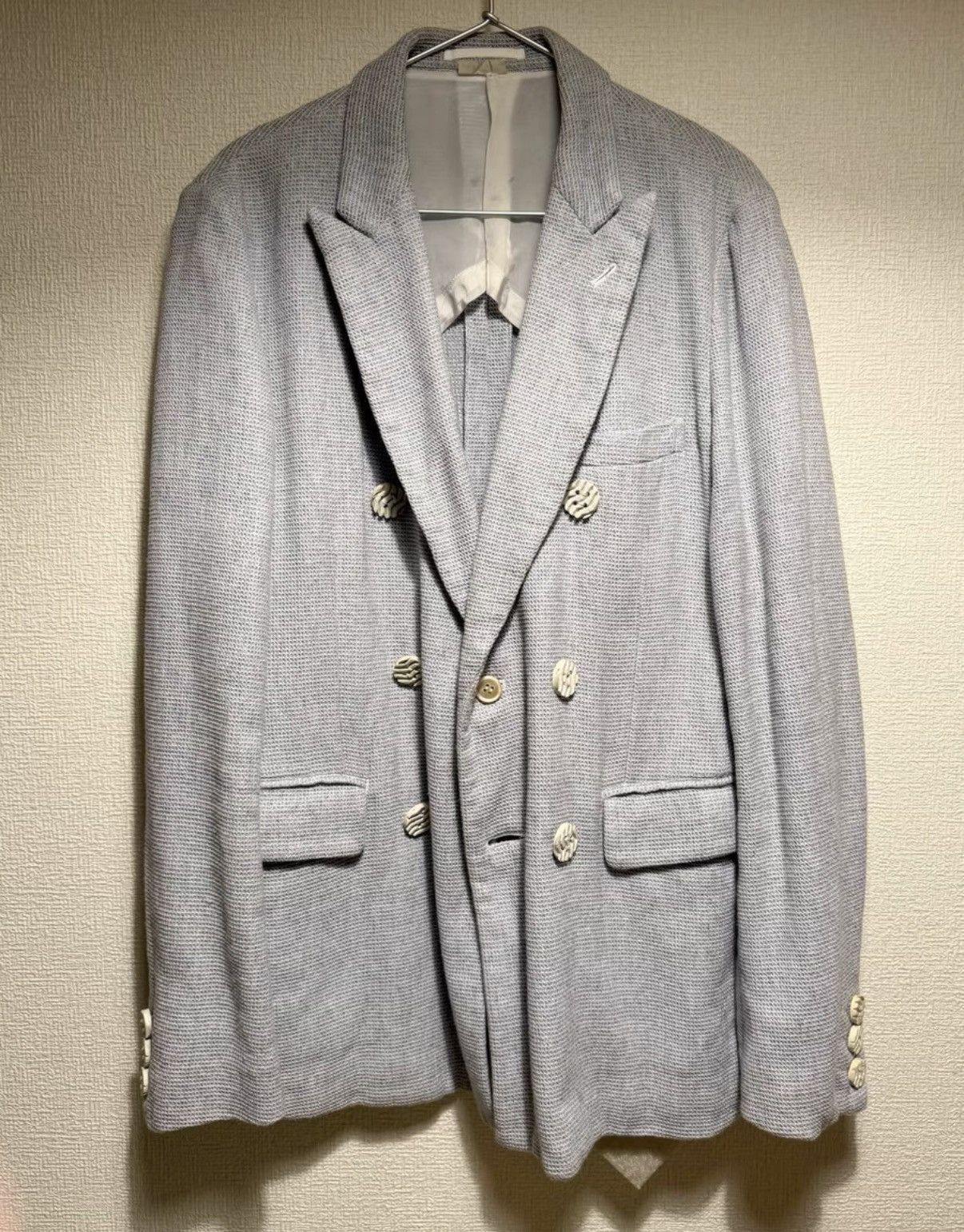 Comme des Garcons Blue Double-Breasted Light Jacket Size M Size US M / EU 48-50 / 2 - 2 Thumbnail