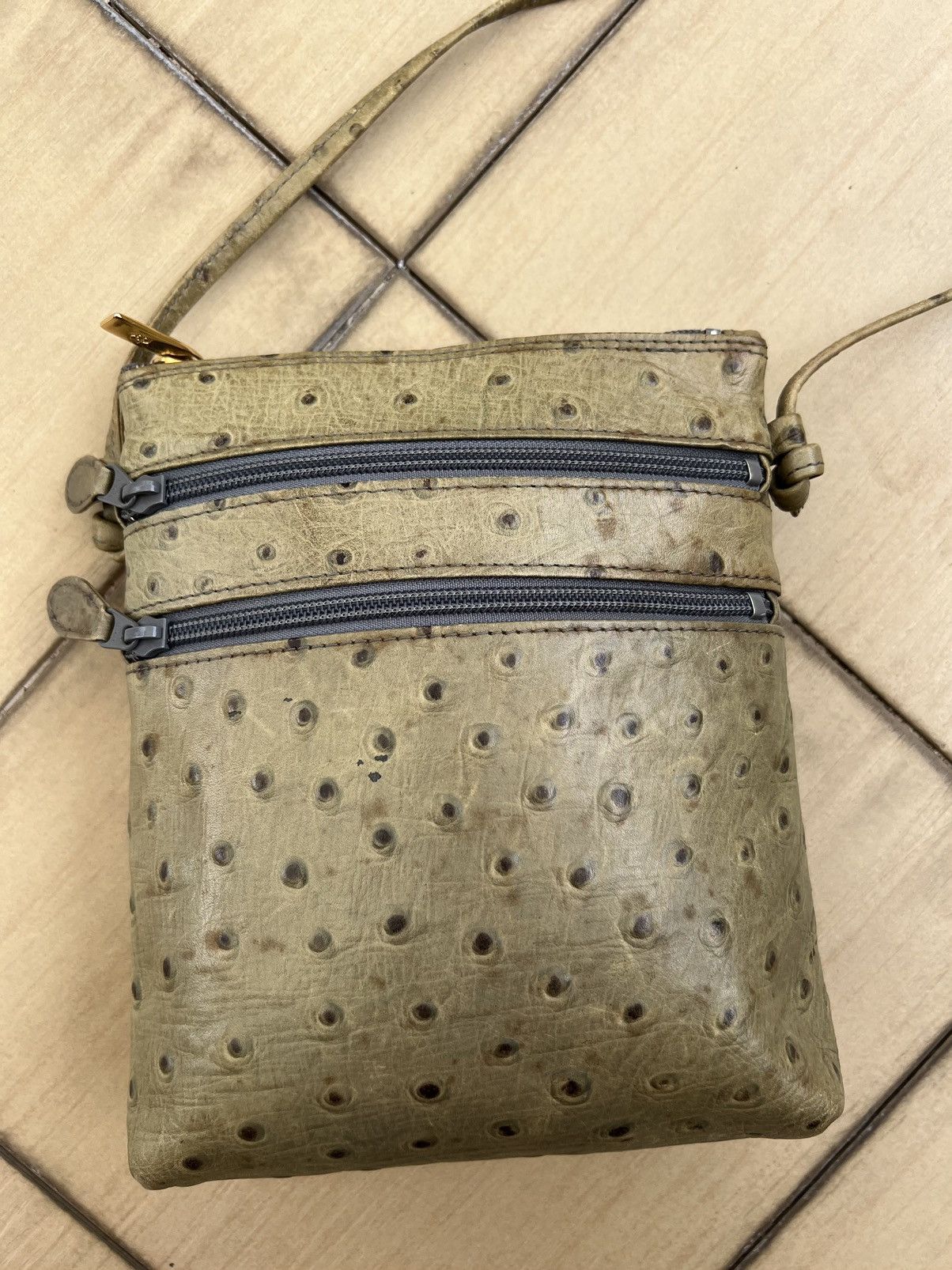 Leather Vintage Jacovitti Italy Patina Ostrich Leather Bag Unisex Size ONE SIZE - 13 Thumbnail