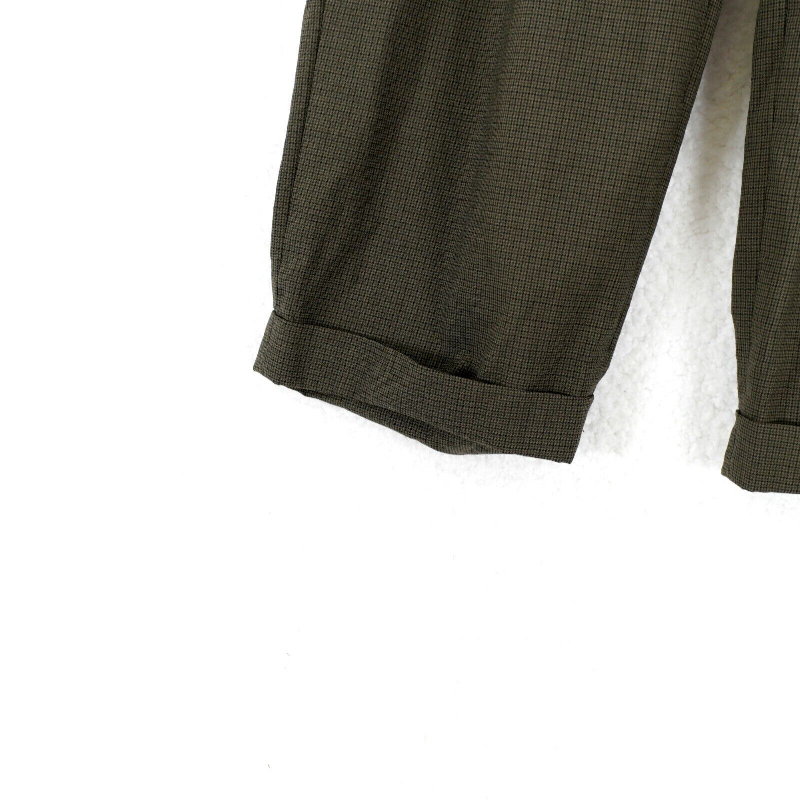 Hart Schaffner Marx Hart Schaffner Marx Wool Green Star Check Pleated Cuffed Dre Size 34R - 2 Thumbnail
