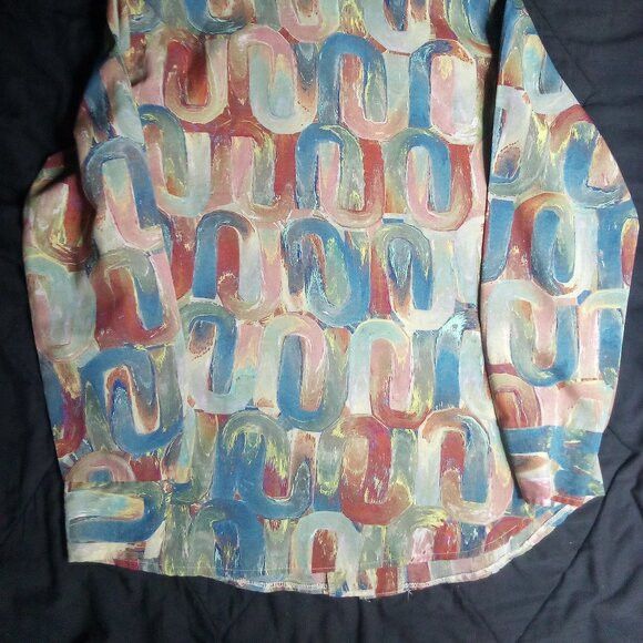 Other Vintage Stockton Abstract Strokes Polyester Disco Shirt Size US L / EU 52-54 / 3 - 7 Thumbnail