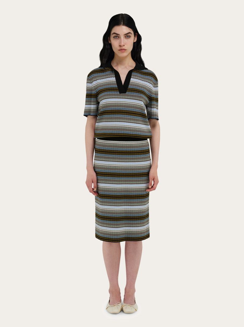 Salvatore Ferragamo o1s1rm0426 Knitted Striped Dress in Multicolor Size S / US 4 / IT 40 - 7 Thumbnail