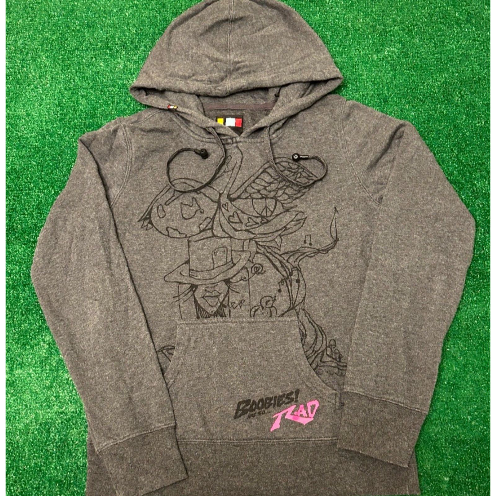 Rusty VINTAGE Rusty Jacket Hoodie Womens Large Gray Y2K Skater Punk Grunge Earphone Boobies Are Rad VTG Theme Womens L Size L / US 10 / IT 46 - 6 Thumbnail