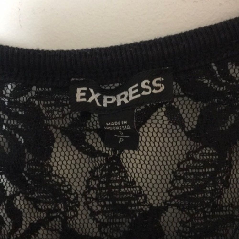 Express Express Women’s Lace Back Sweatshirt Top Size S Gray Black 3 Size S / US 4 / IT 40 - 4 Thumbnail